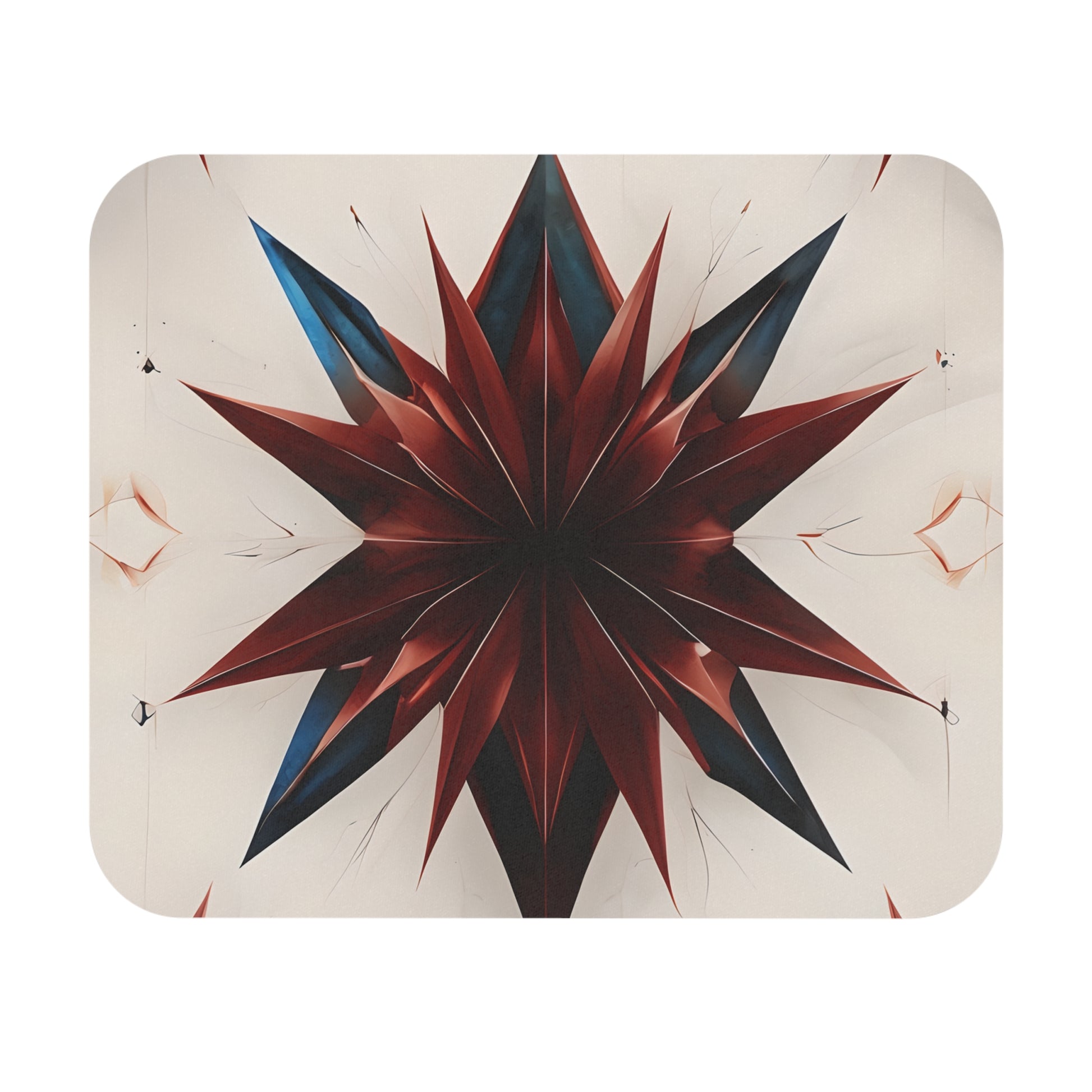 Garnet Starburst mouse pad featuring bold red, white and blue starburst geometric design