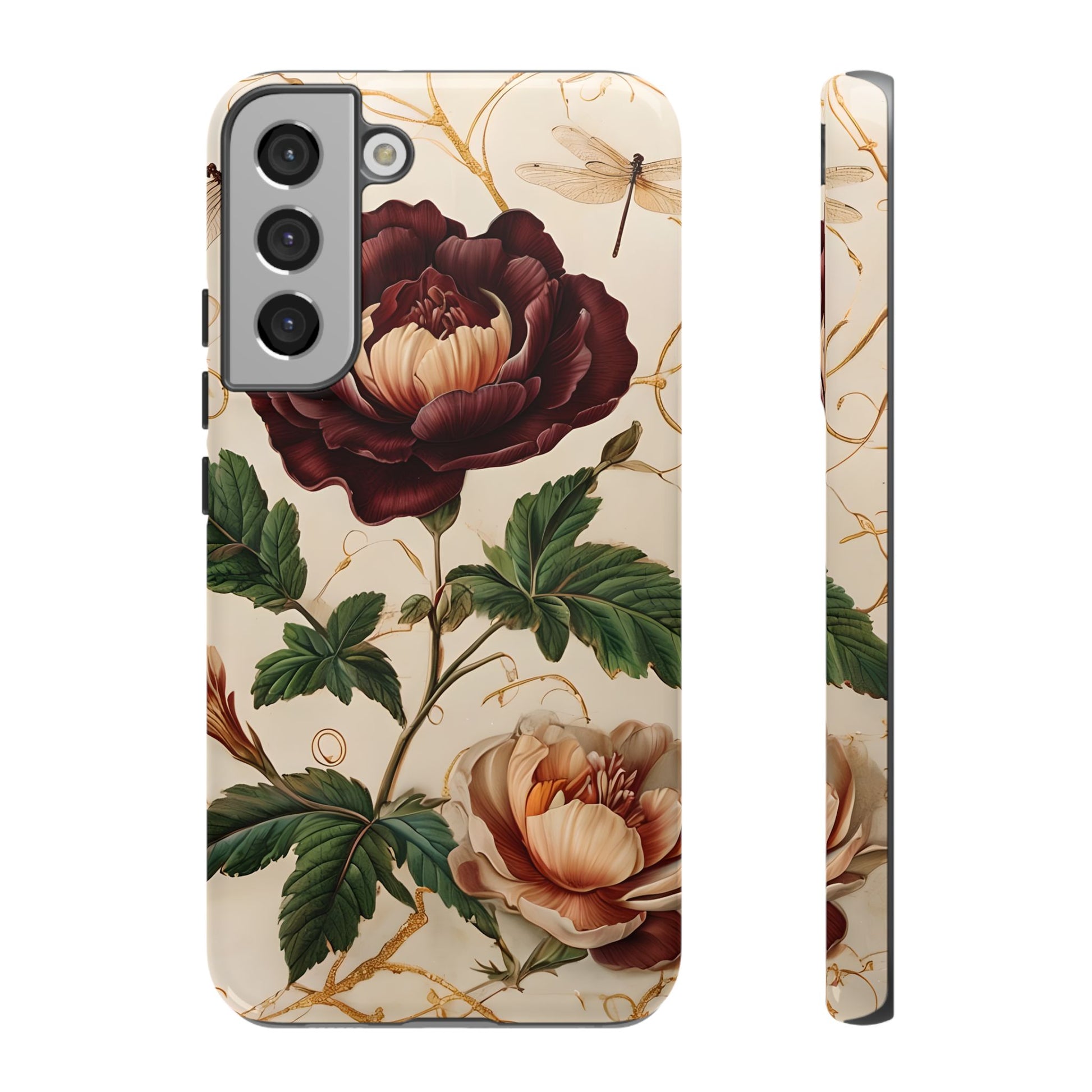 Vintage Burgundy Rose - Elegant Floral Samsung Galaxy S22 Plus Phone Case - Classic Painterly Rose Design