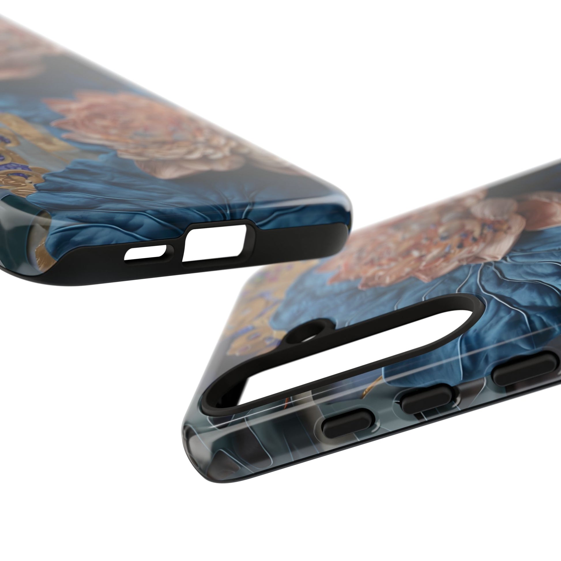 Peony Midnight Tapestry - Samsung Galaxy S24 Plus - Elegant Blue & Blush Artful Phone Cover