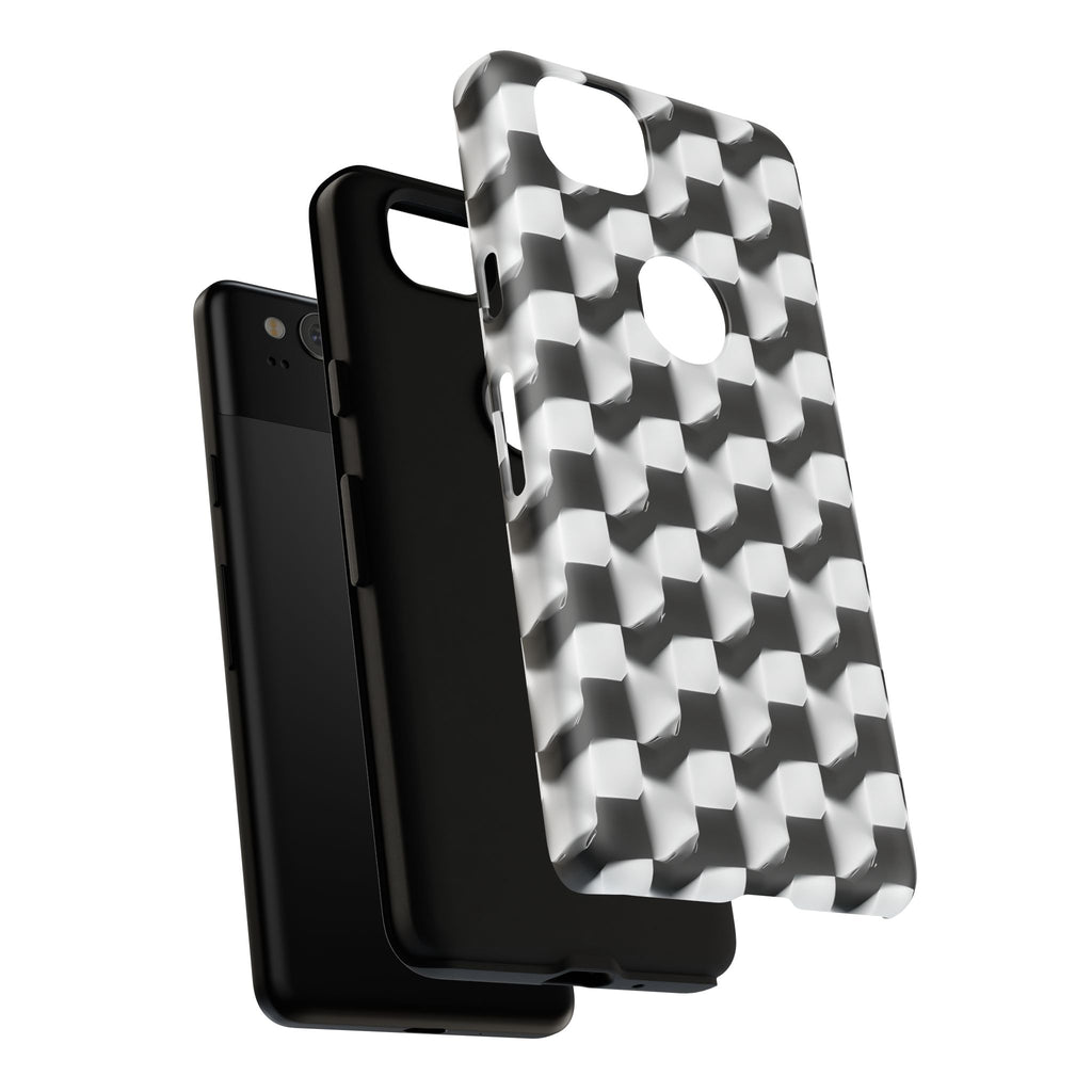 Monochrome Grid Tough Case for Google Pixel 2 - Classic Checkerboard, Black & White, Minimalist Trend