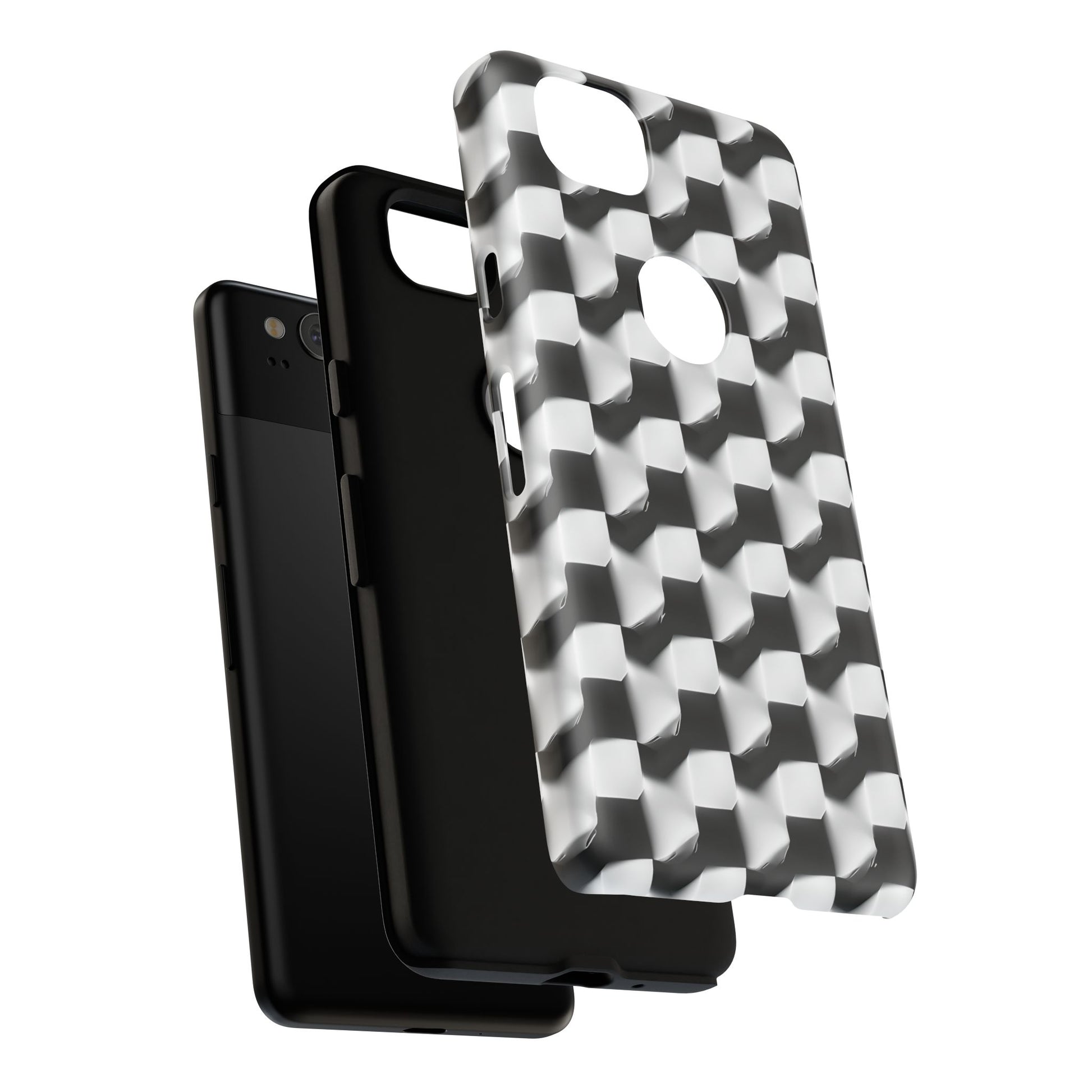 Monochrome Grid Tough Case for Google Pixel 2 - Classic Checkerboard, Black & White, Minimalist Trend