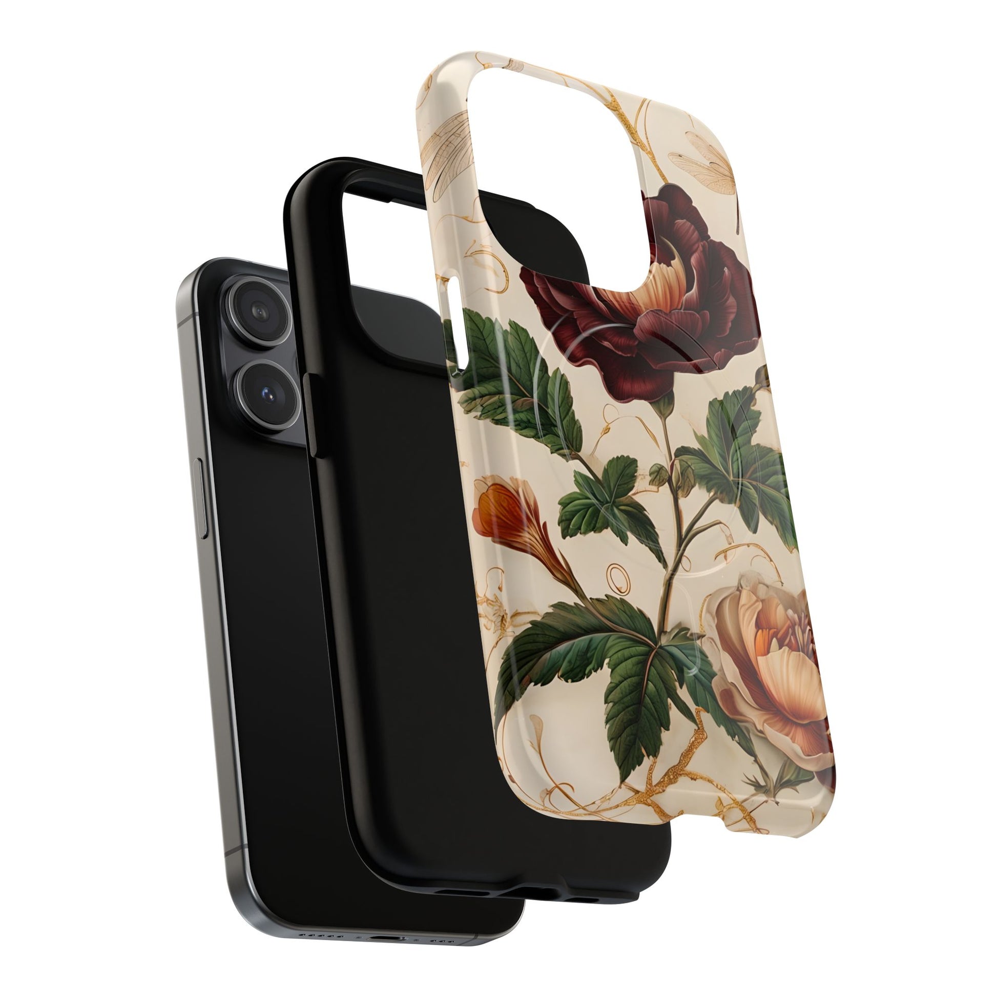 Vintage Burgundy Rose - Elegant Floral iPhone 15 Pro Phone Case - Classic Painterly Rose Design