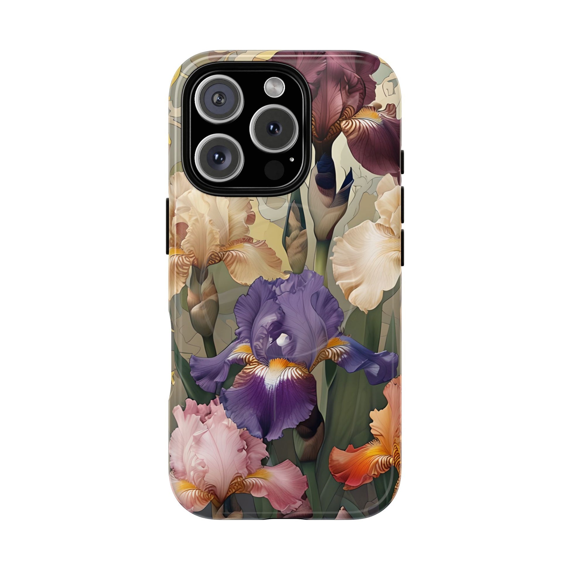 Iris Reverie - Elegant Painterly - iPhone 16 Pro- MagSafe Compatible - Artistic Purple & Cream Iris Design