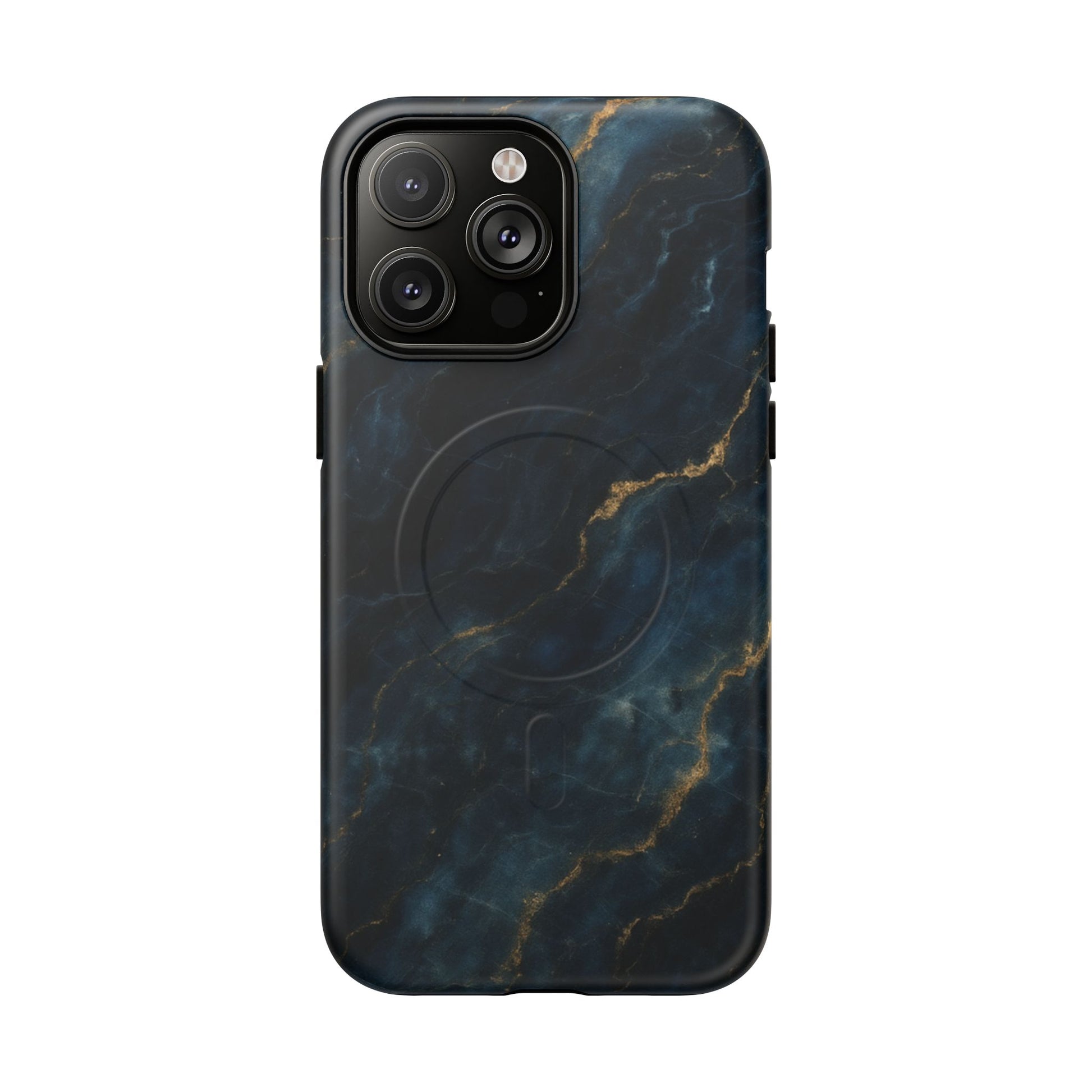 Midnight Marble MagSafe iPhone 14 Pro Max Case - Deep Blue Marble Design Shockproof Cover