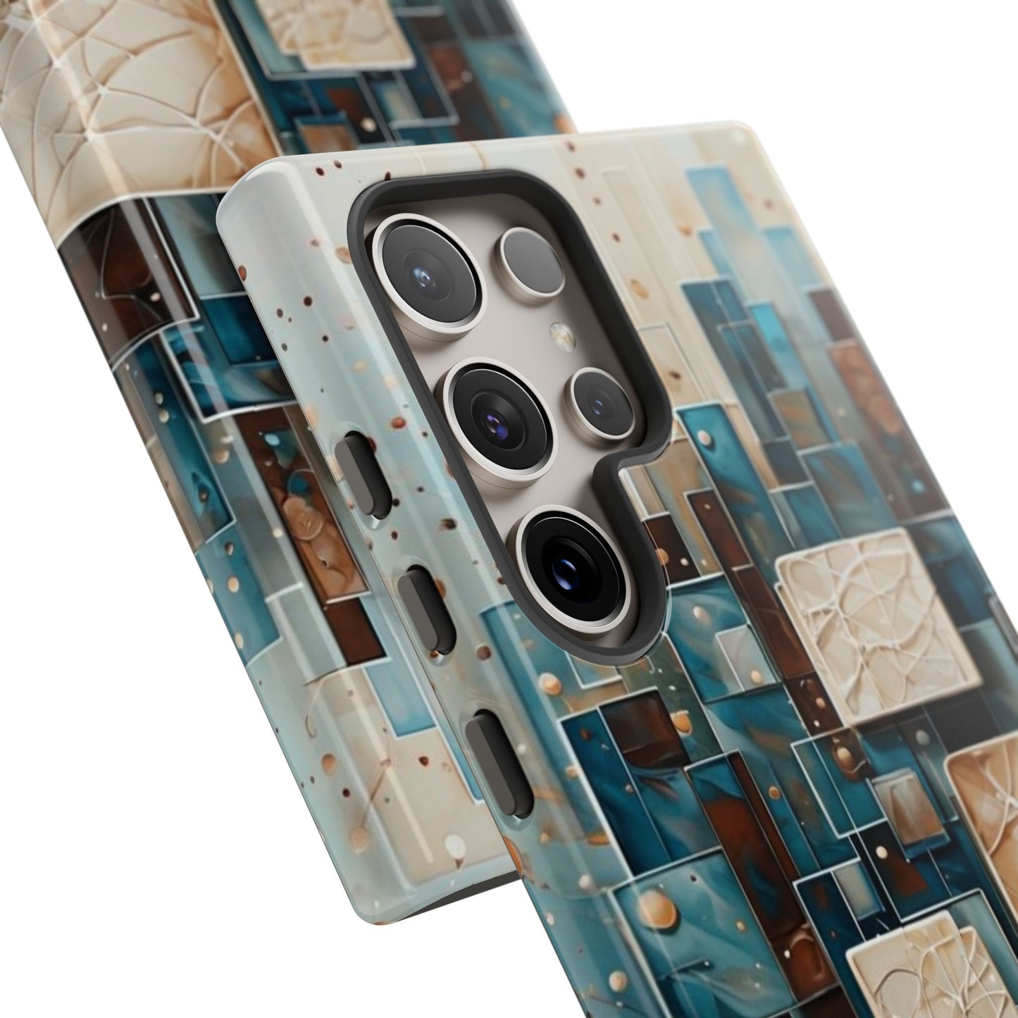 Architectural Drift Samsung Galaxy Case - Modern Geometric Teal & Parchment Design