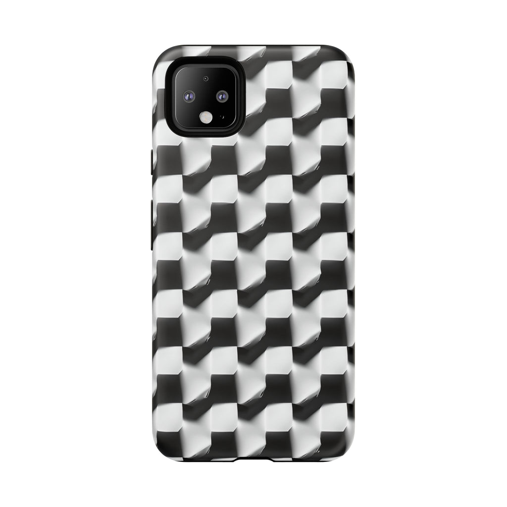 Monochrome Grid Tough Case for Google Pixel 4XL - Classic Checkerboard, Black & White, Minimalist Trend