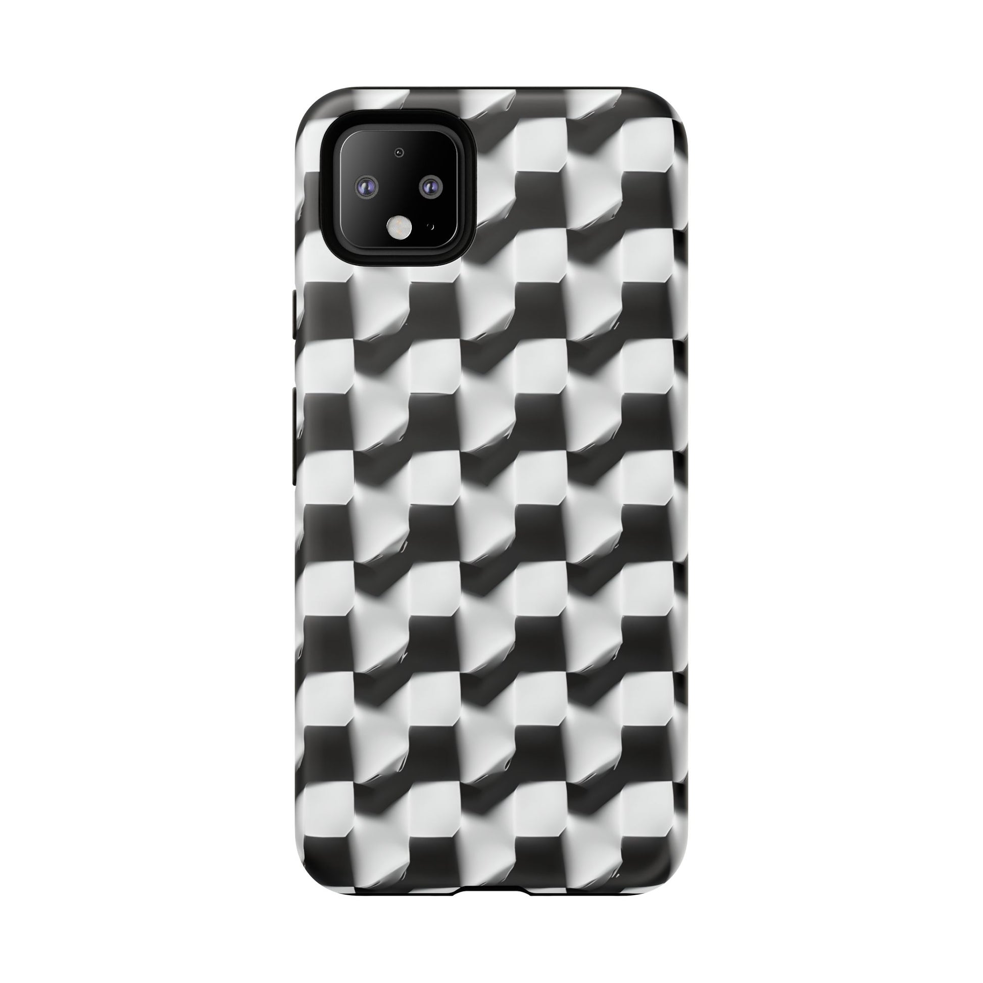 Monochrome Grid Tough Case for Google Pixel 4XL - Classic Checkerboard, Black & White, Minimalist Trend