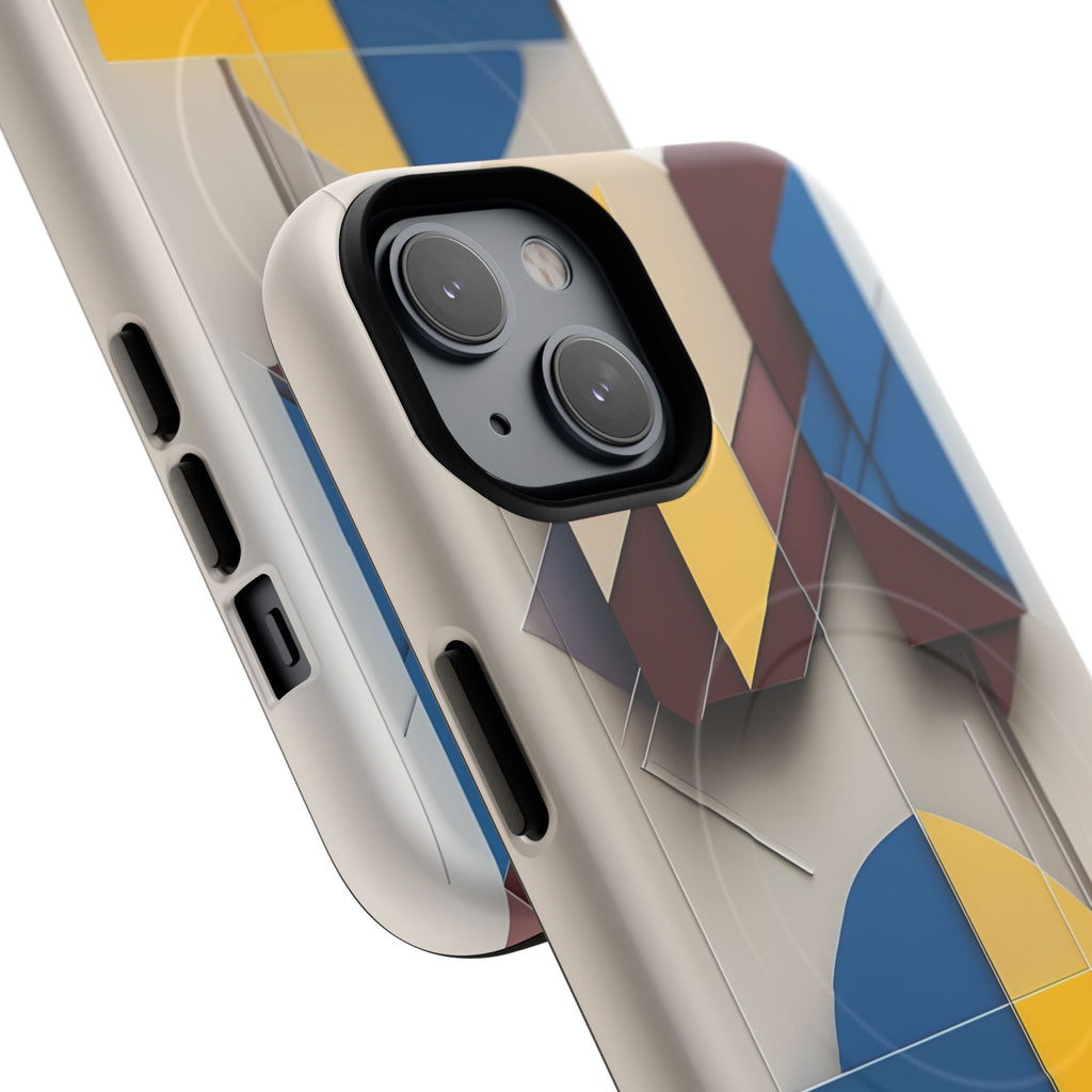 Chromatic Construct iPhone 14 MagSafe Phone Case -Modern Geometrical Design, Primary Colors