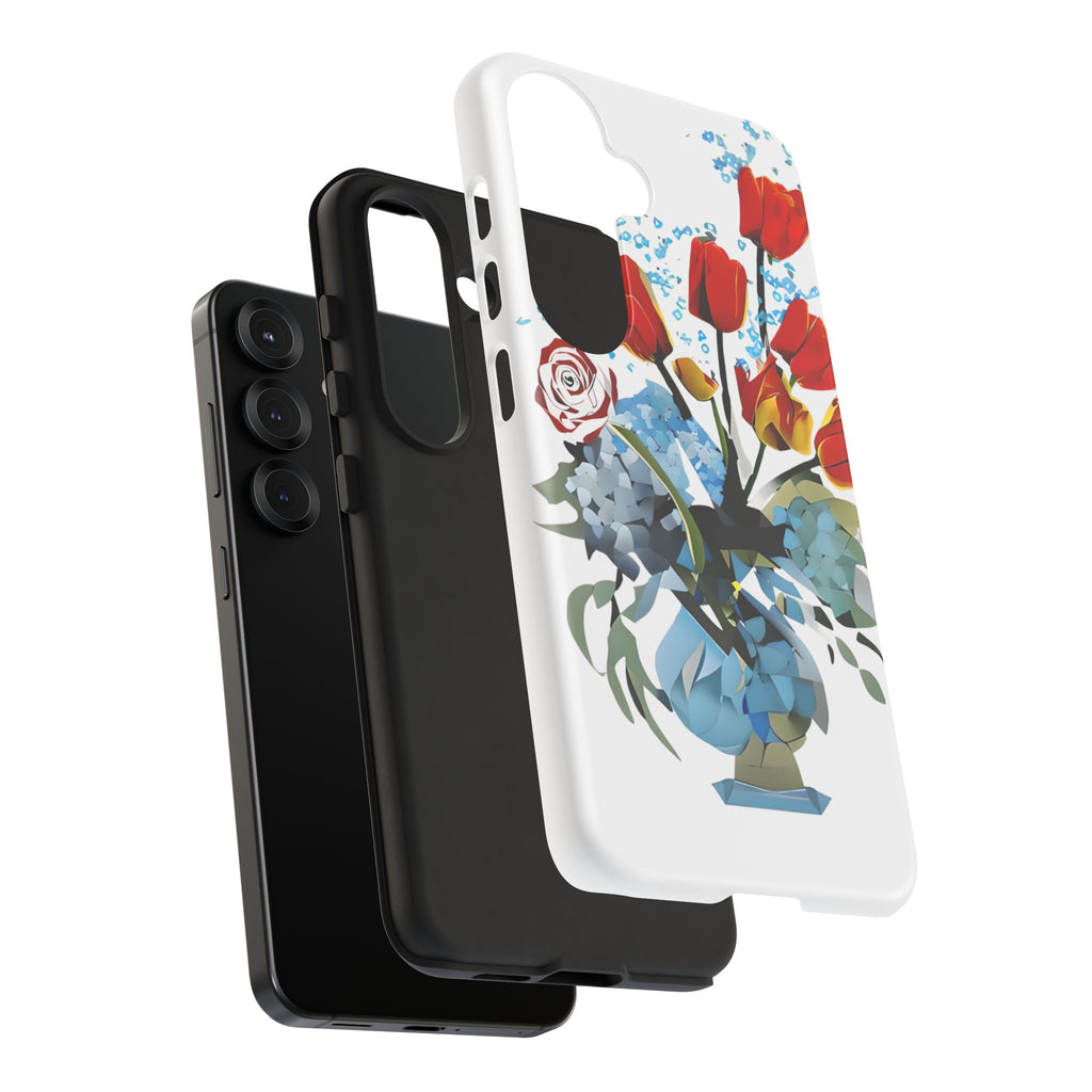 Bouquet Brilliance - Artistic Floral Samsung S25 Tough Phone Case - Vibrant Tulip, Rose & Hydrangea Design