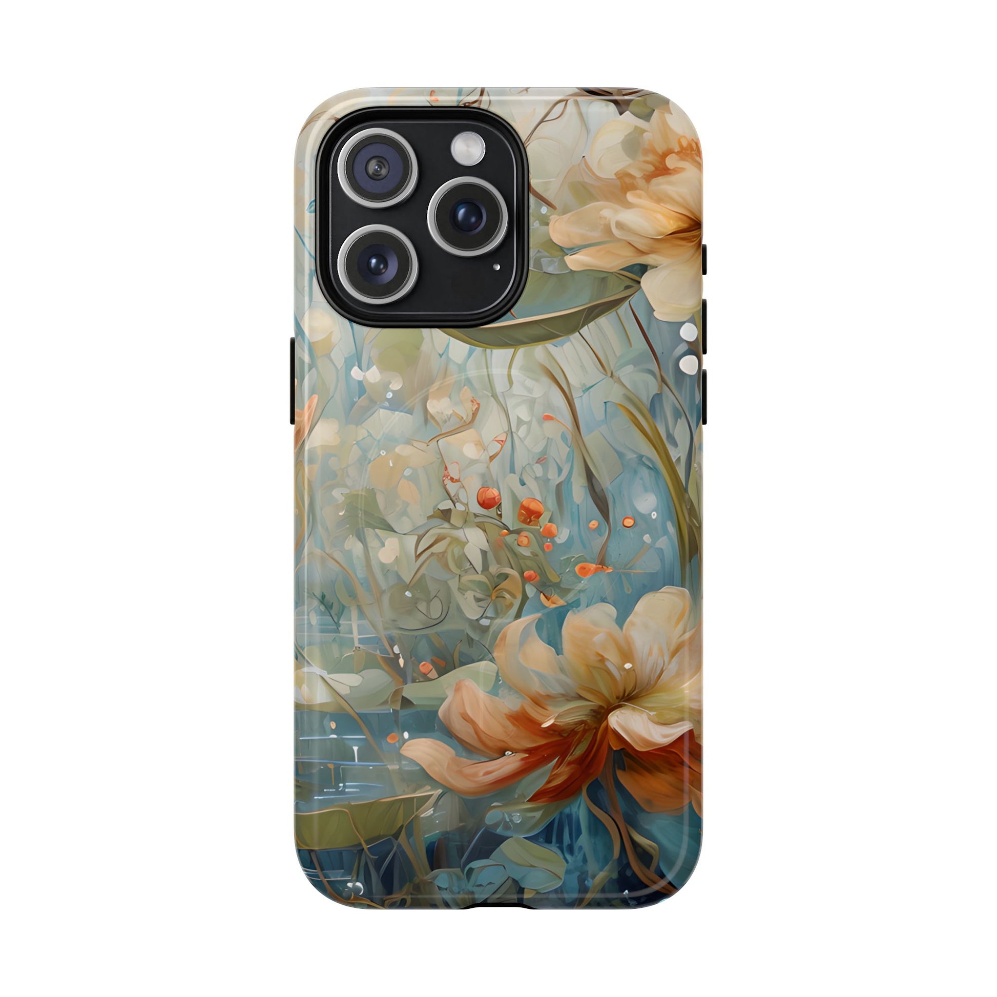 Waterlily Dreamscape - Artistic Floral iPhone 15 Pro Max MagSafe Phone Case -Waterlily & Lotus Design