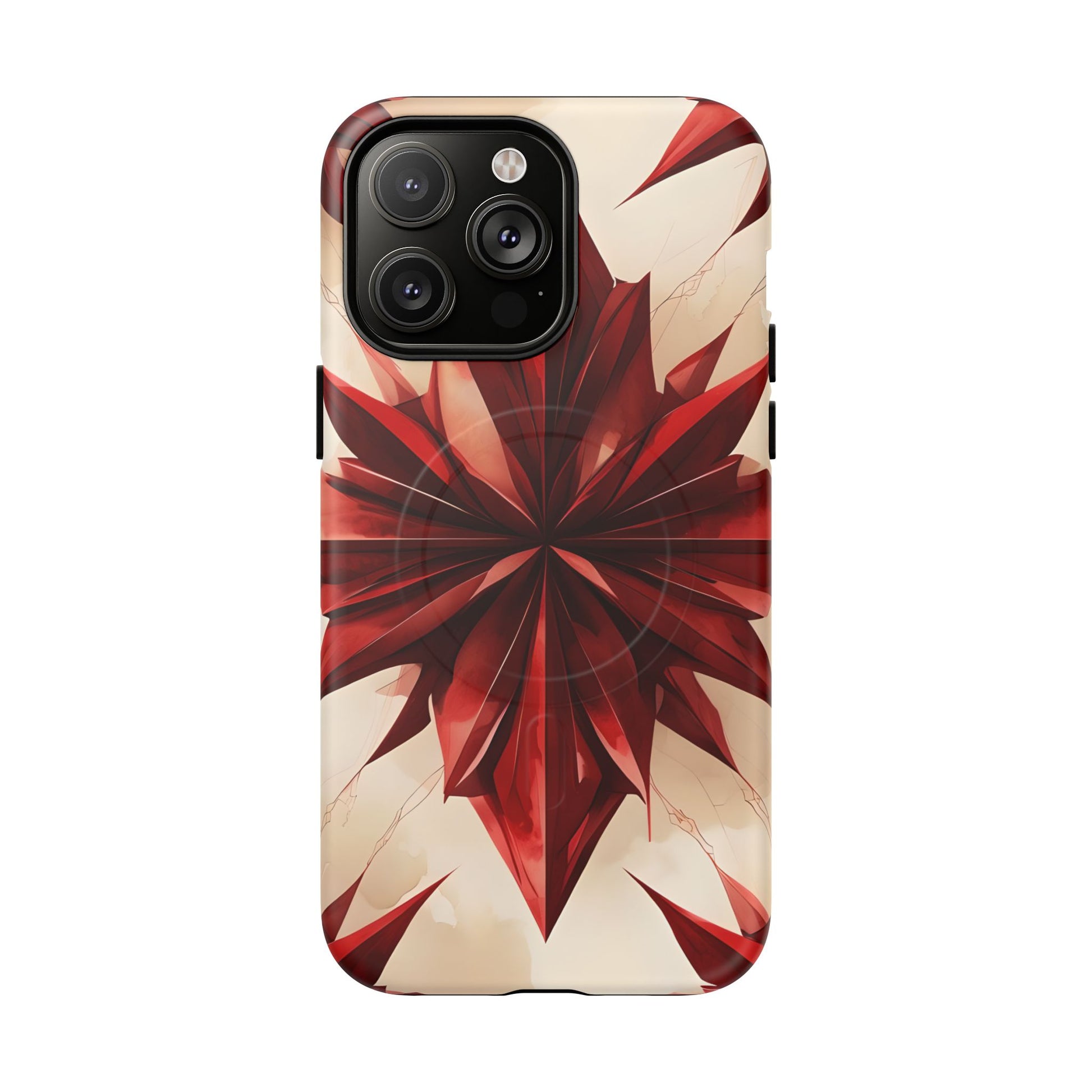 Ruby Compass iPhone 14 Pro Max MagSafe Phone Case - Bold Red Modern Design