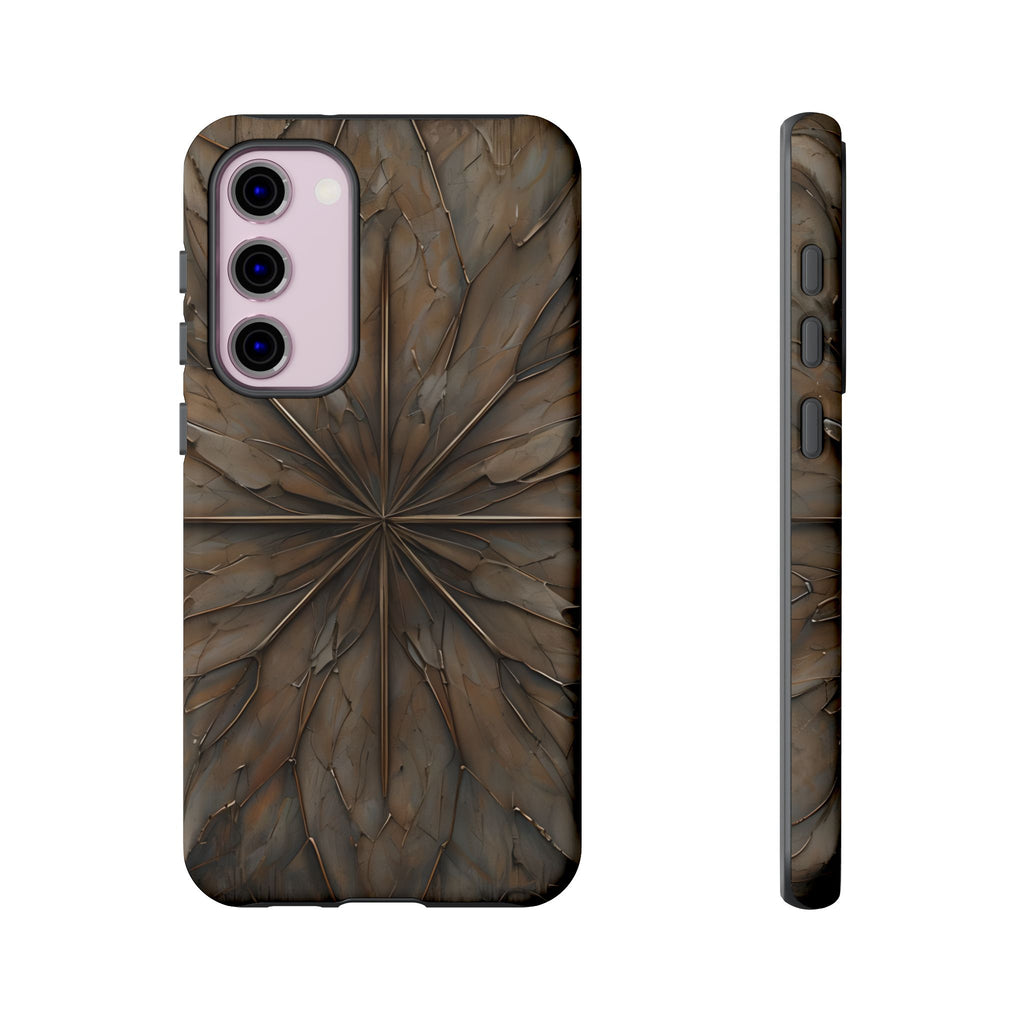Earthstone Mandala - Kaleidoscope Collection Artistic Taupe Burst - Samsung Galaxy S23 Plus Tough Phone Case