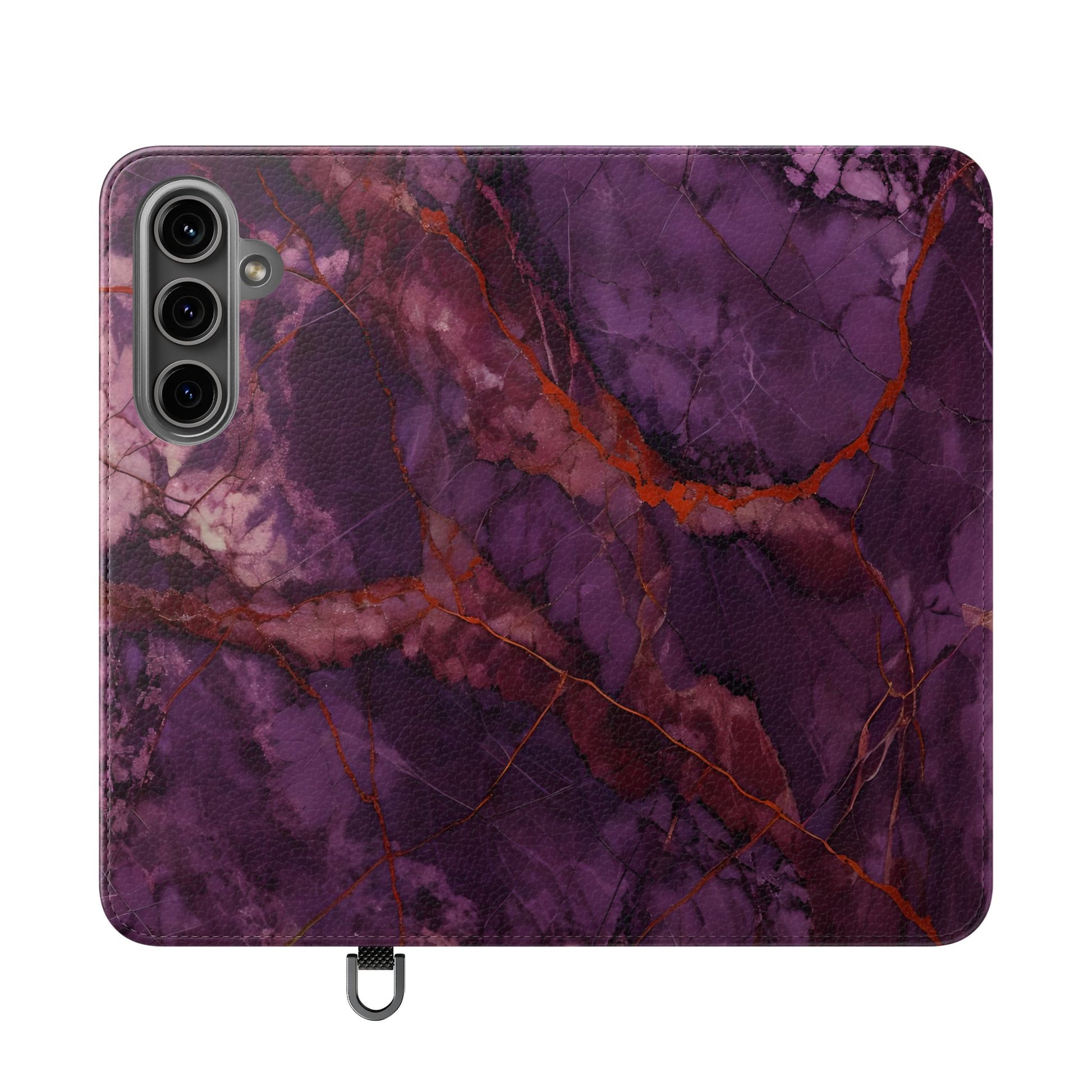 Amethyst Current Wallet Phone Case - Elegant Purple Marble Flip Cover for Samsung Galaxy S24 Plus