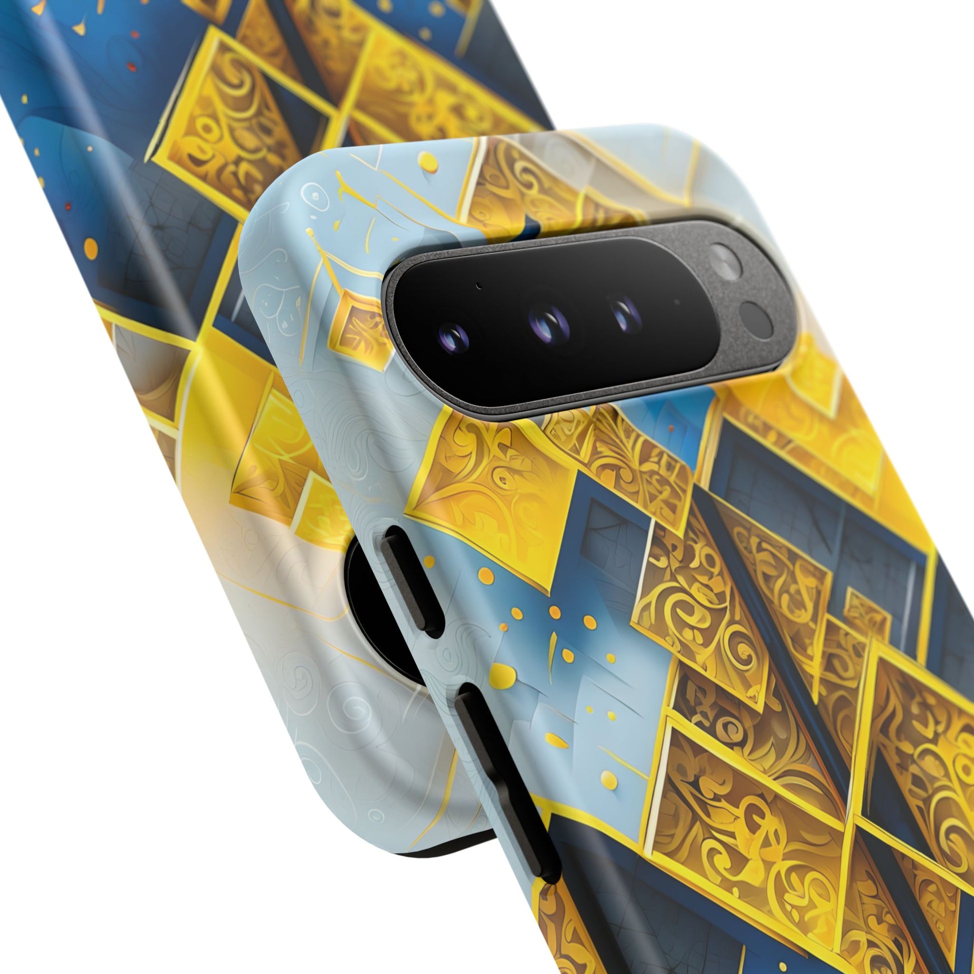 Golden Ascent Luxe Geometric Google Pixel 9 Pro XL Tough Case - Elegant Abstract Gold Design