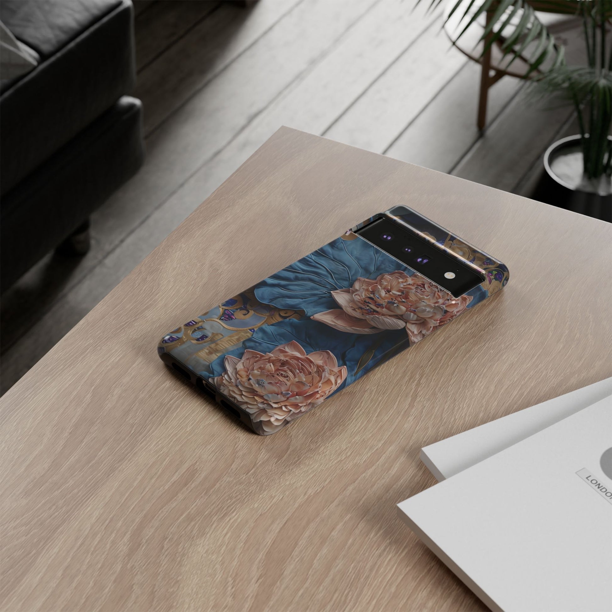 Peony Midnight Tapestry - Google Pixel 6 Pro - Elegant Blue & Blush Artful Phone Cover