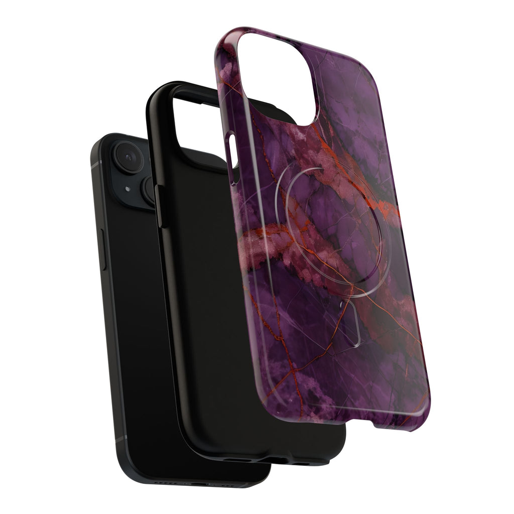 Amethyst Current - Kaleidoscope Collection Artistic Floral Burst - iPhone 15 MagSafe Phone Case - Bold Purple Symmetrical Design