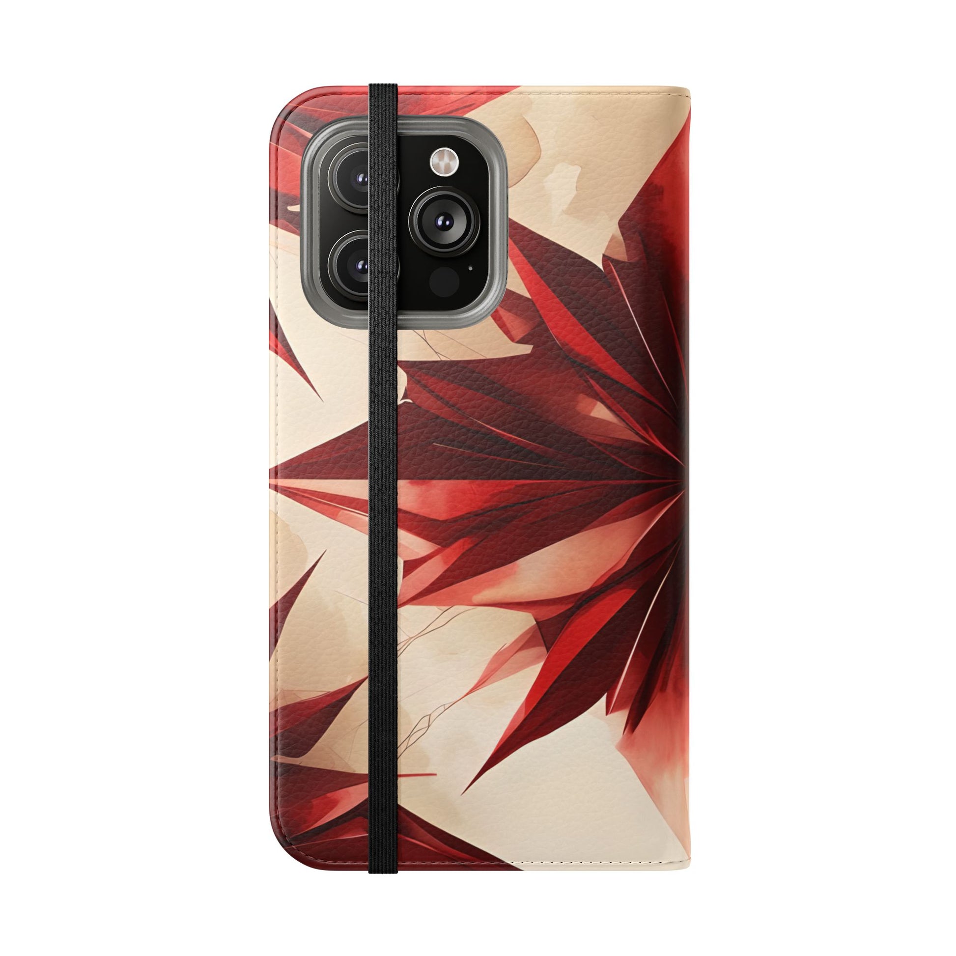 Ruby Compass iPhone 14 Pro Max Wallet Case - Bold Geometric Flip Cover with Card Slots