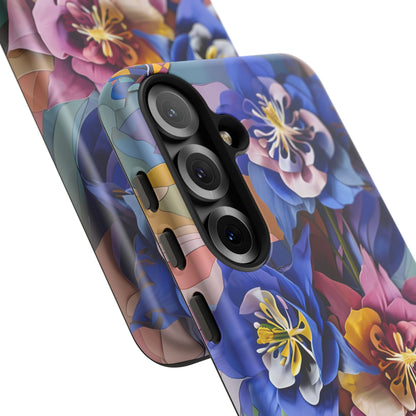 Blue Columbine Carnivale - Artistic Floral & Butterfly Samsung Ultra Tough Phone Case - Vibrant Botanical Design