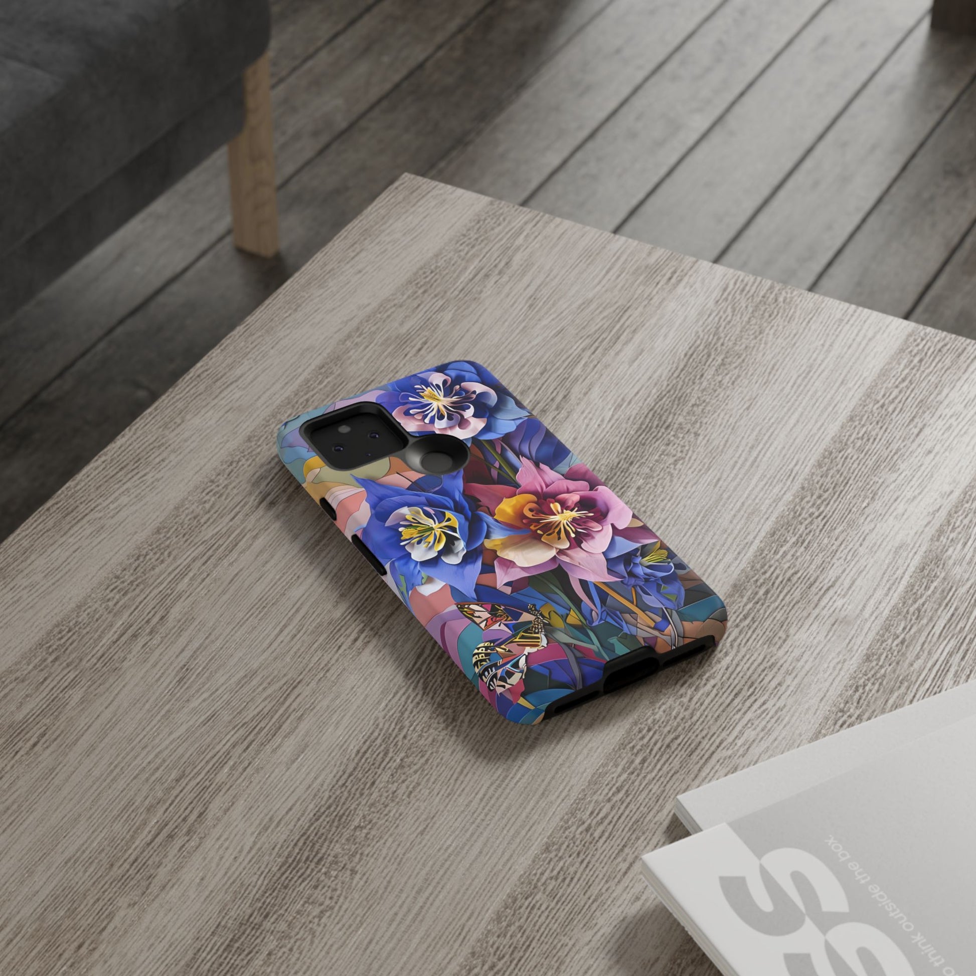 Blue Columbine Carnivale - Artistic Floral & Butterfly Google Pixel 5 5G Tough Phone Case - Vibrant Botanical Design