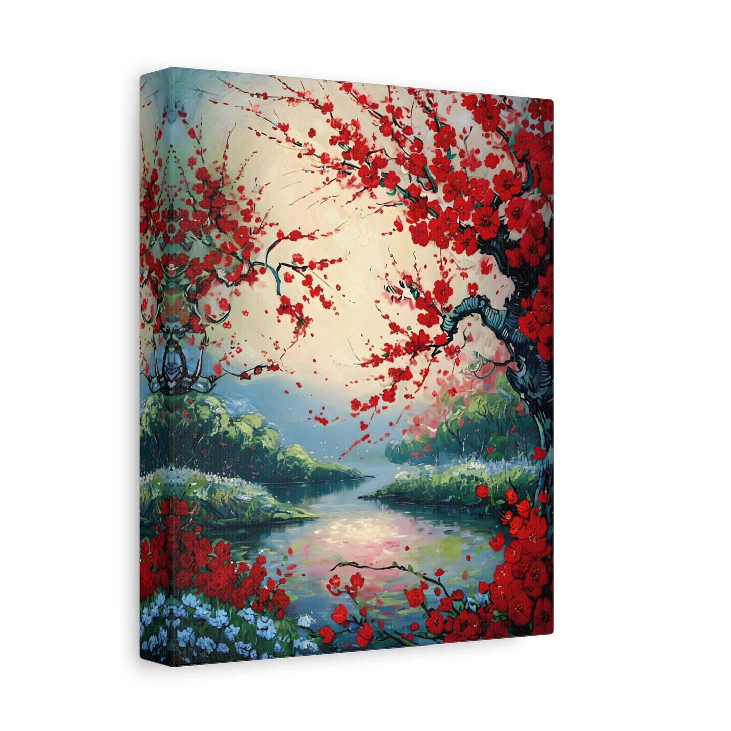 Crimson Blossom - Bold Floral Vertical Wall Art in Vibrant Reds
