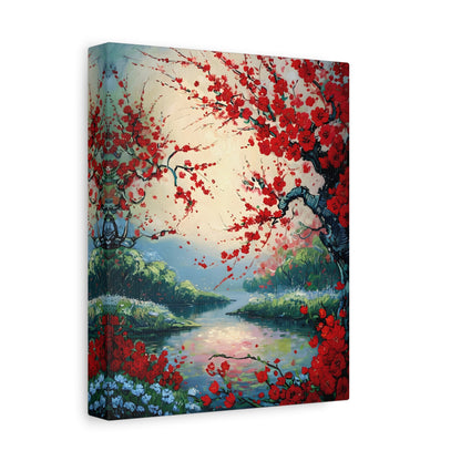 Crimson Blossom - Bold Floral Vertical Wall Art in Vibrant Reds