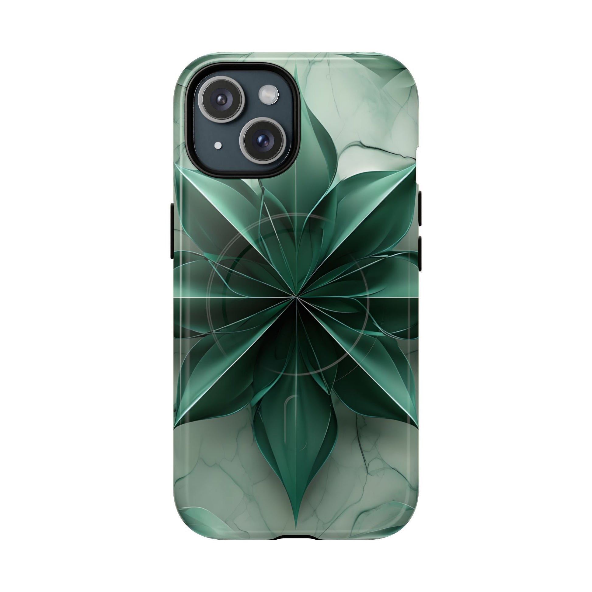 Emerald Bloom - iPhone 15 MagSafe Phone Case - Rich Emerald Modern Design