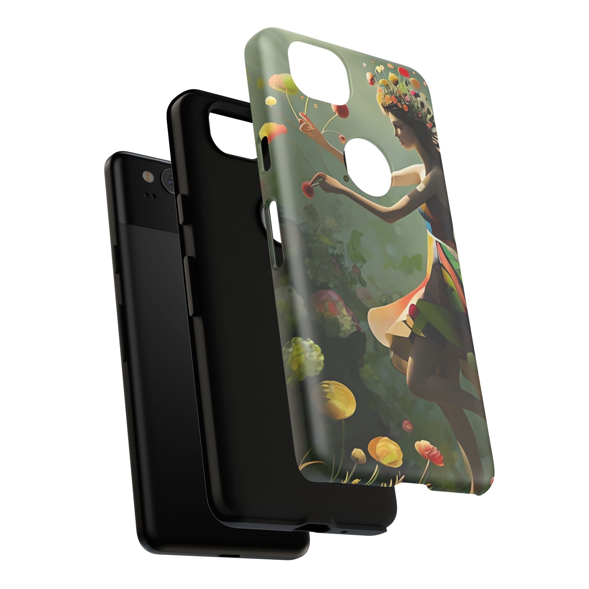 Dancing Wildflower Muse Google Pixel 2 Tough Case - Artistic Floral Fantasy Cover - Whimsical Nature-Inspired Protective Accessory