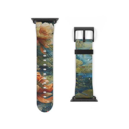 Waterlily Nocturne Apple Watch Band - Nature-Inspired Art Strap, Elegant Mountain Lake Design, Premium Gift for Outdoor Lovers