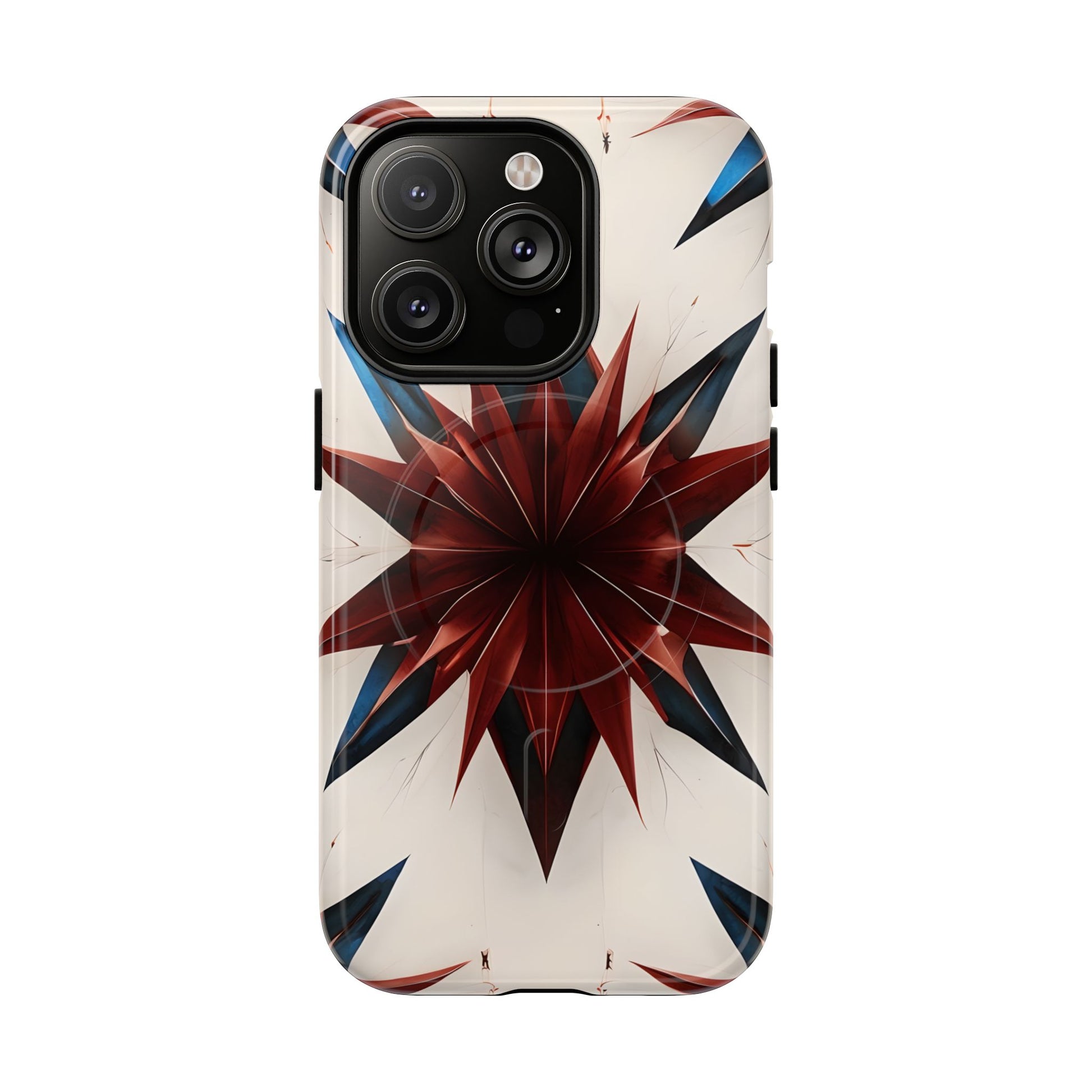 Garnet Starburst - Kaleidoscope Collection Gemstone Floral - iPhone 14 Pro MagSafe Phone Case -Floral Burst Design