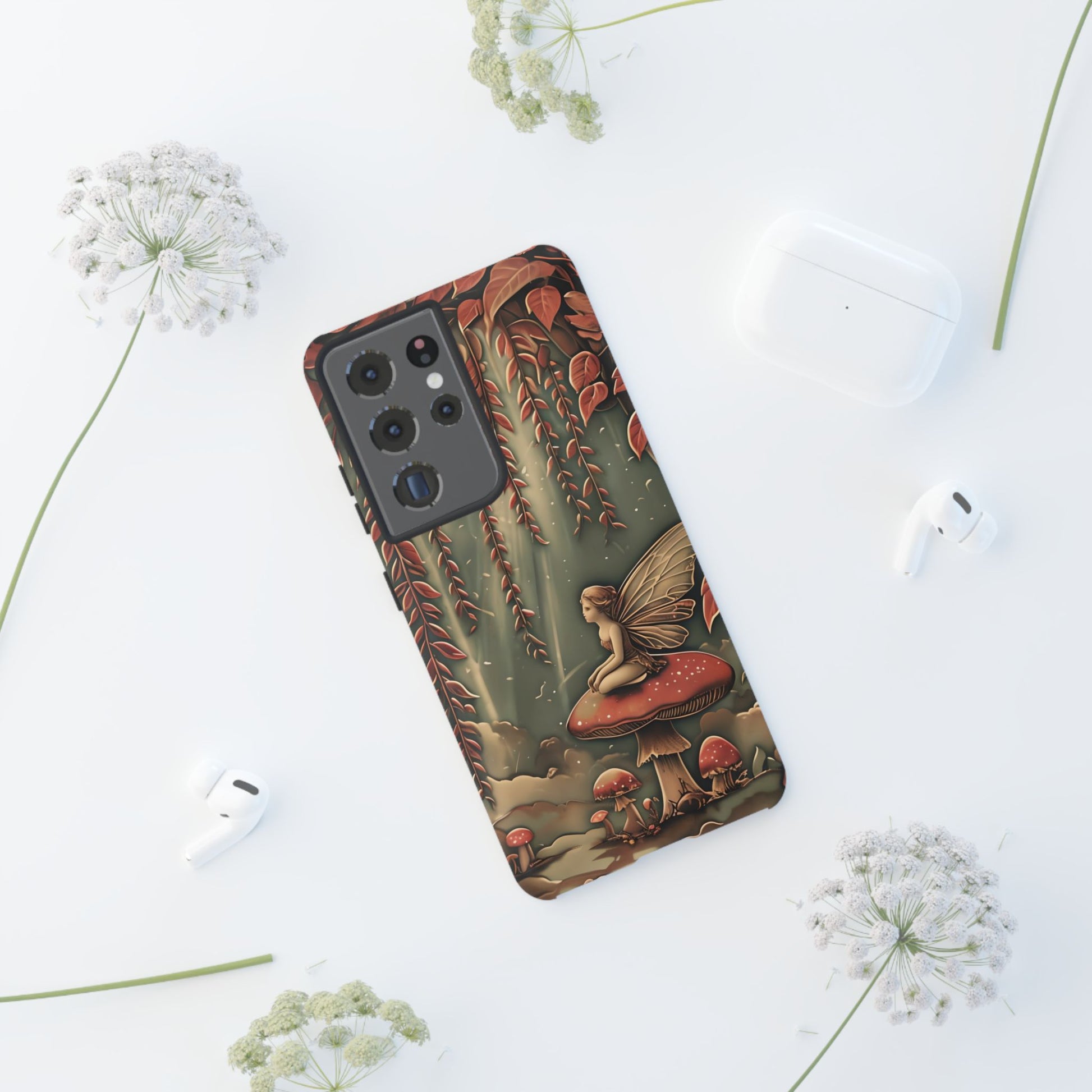 Willow Whisper - Tranquil Nature Art Samsung Galaxy S21 Ultra Tough Phone Case - Serene Willow Tree & Meditative Figure Design