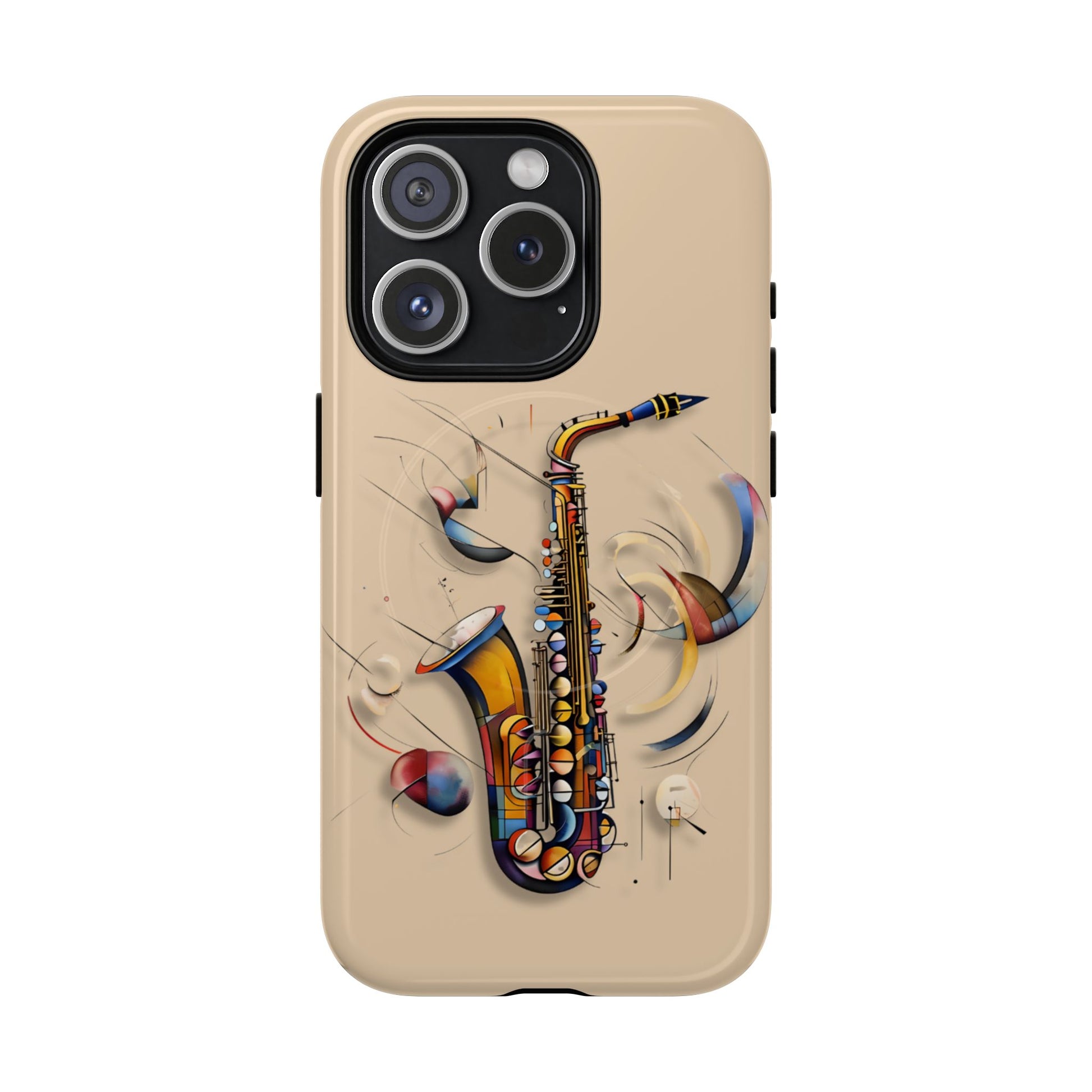 Brass Rhapsody Artistic Saxophone Music iPhone 15 Pro MagSafe Case