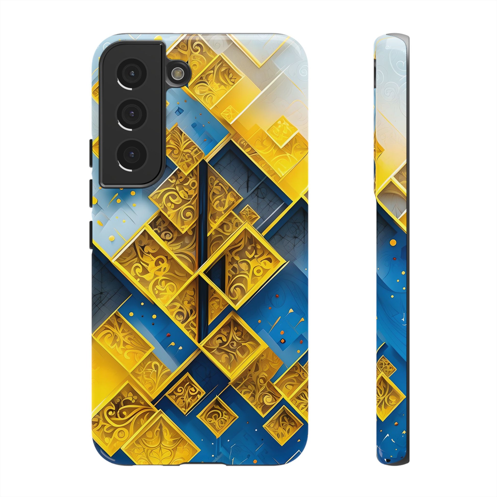 Golden Ascent Luxe Geometric Samsung Galaxy S22 Tough Case - Elegant Abstract Gold Design