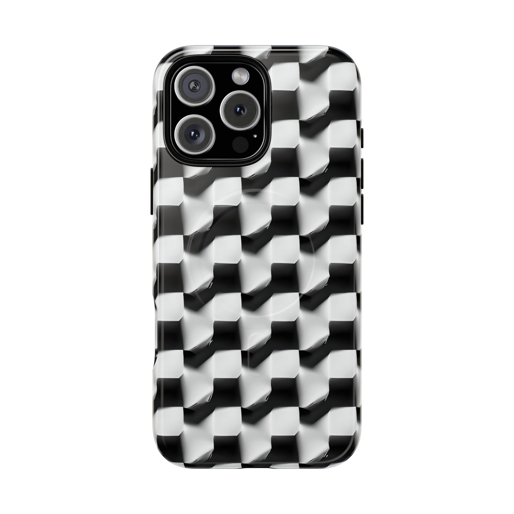 Monochrome Grid - iPhone 16 Pro Max MagSafe Phone Case - Bold, Modern Black & White Design
