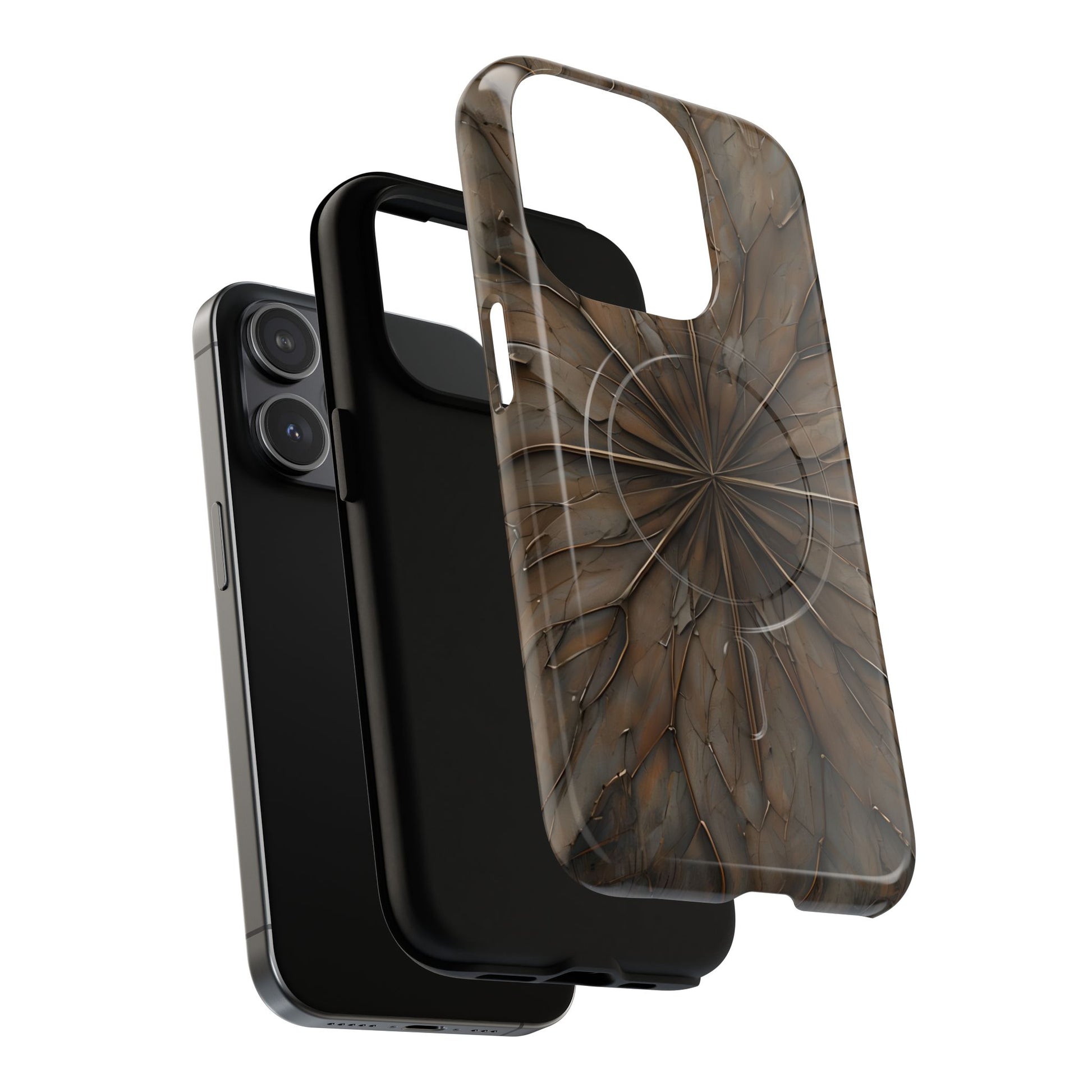 Earthstone Mandala - Kaleidoscope Collection Artistic Taupe Burst - iPhone 15 Pro MagSafe Phone Case