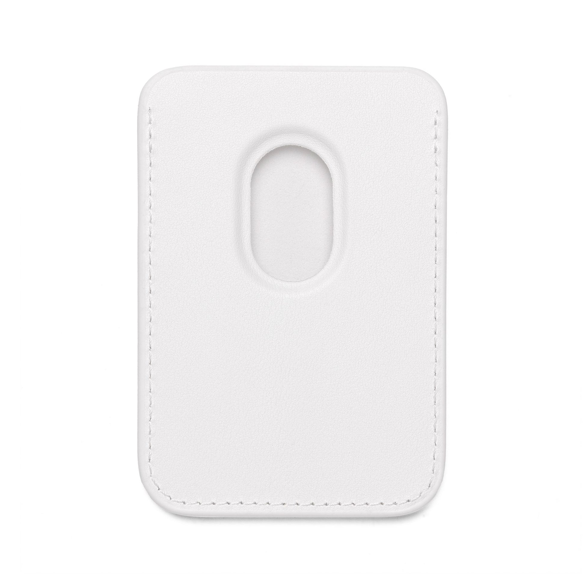 Back view of white MagSafe card holder magnetic wallet.