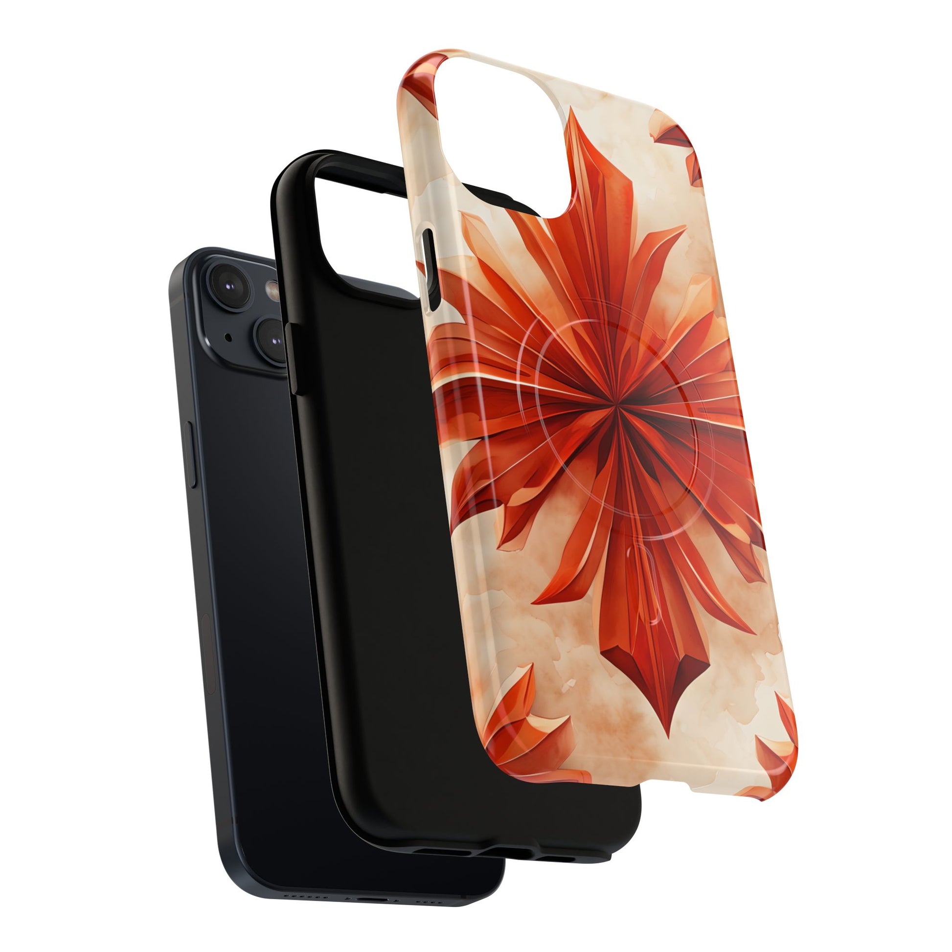 Sunset Fleur iPhone 14 Plus - Kaleidoscope Collection of MagSafe Compatible - Vibrant Sunset Flower Design