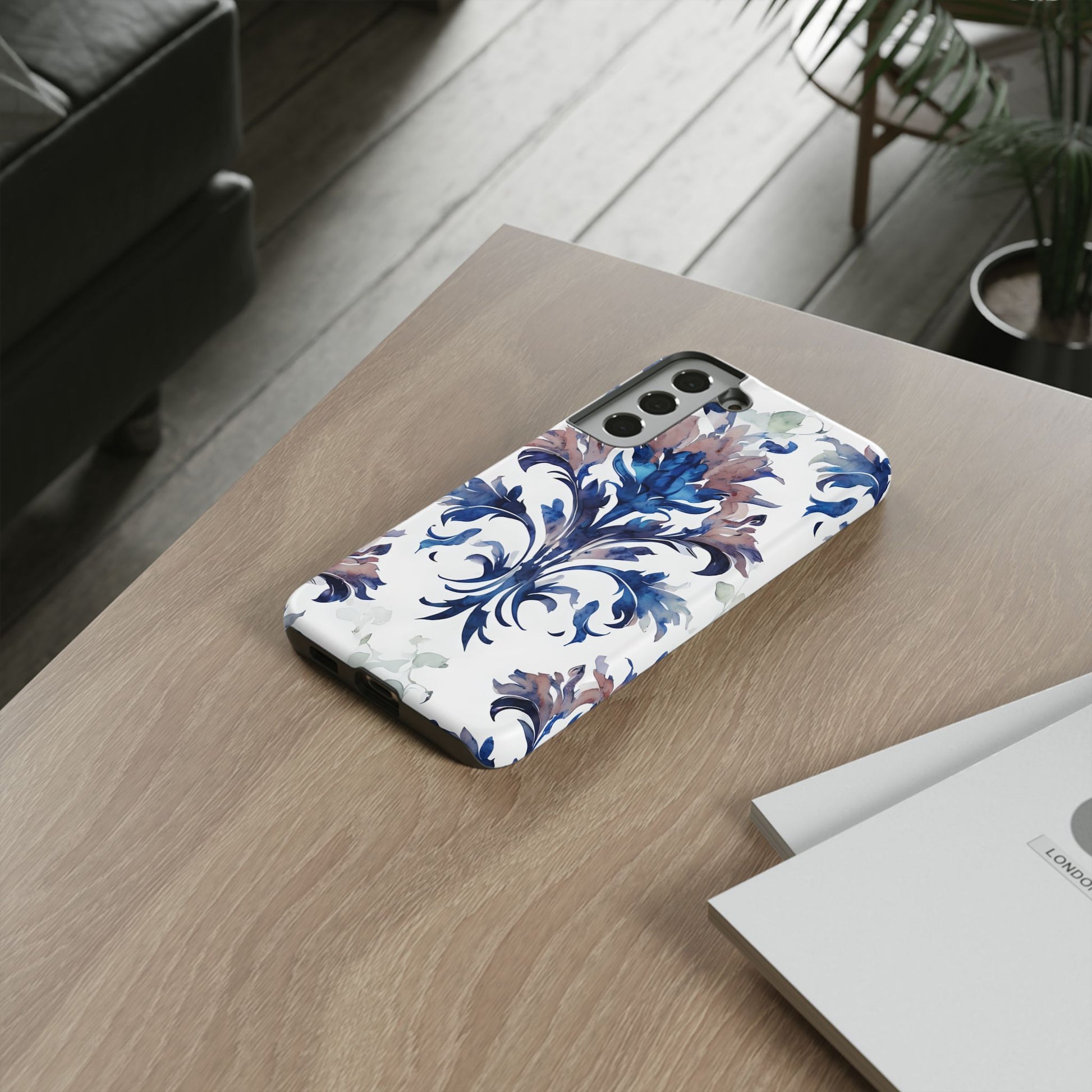 Delft Reverie - Elegant Blue & White Samsung S22 Plus Tough Phone Case - Dutch Delftware-Inspired Floral Design