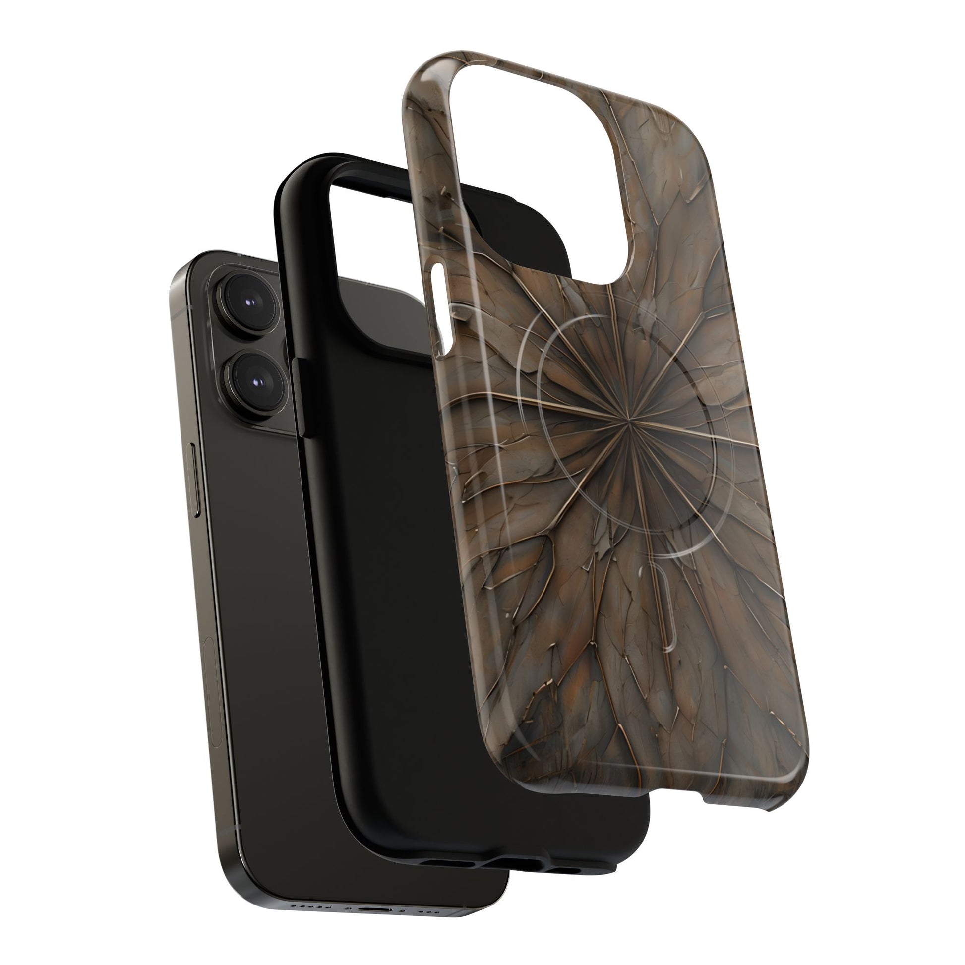 Earthstone Mandala - Kaleidoscope Collection Artistic Taupe Burst - iPhone 14 Pro MagSafe Phone Case