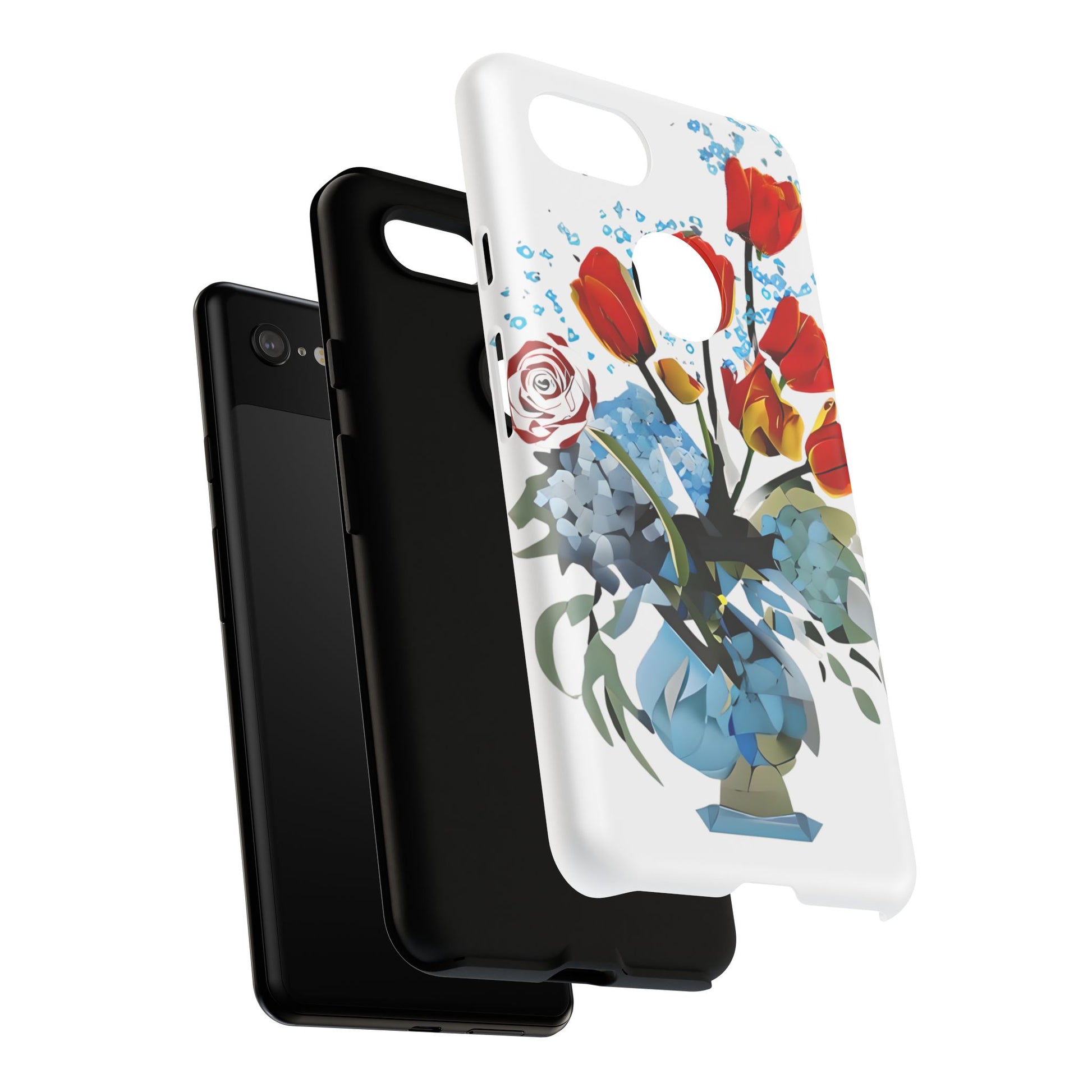 Bouquet Brilliance - Artistic Floral Google Pixel 3XL Tough Phone Case - Vibrant Tulip, Rose & Hydrangea Design