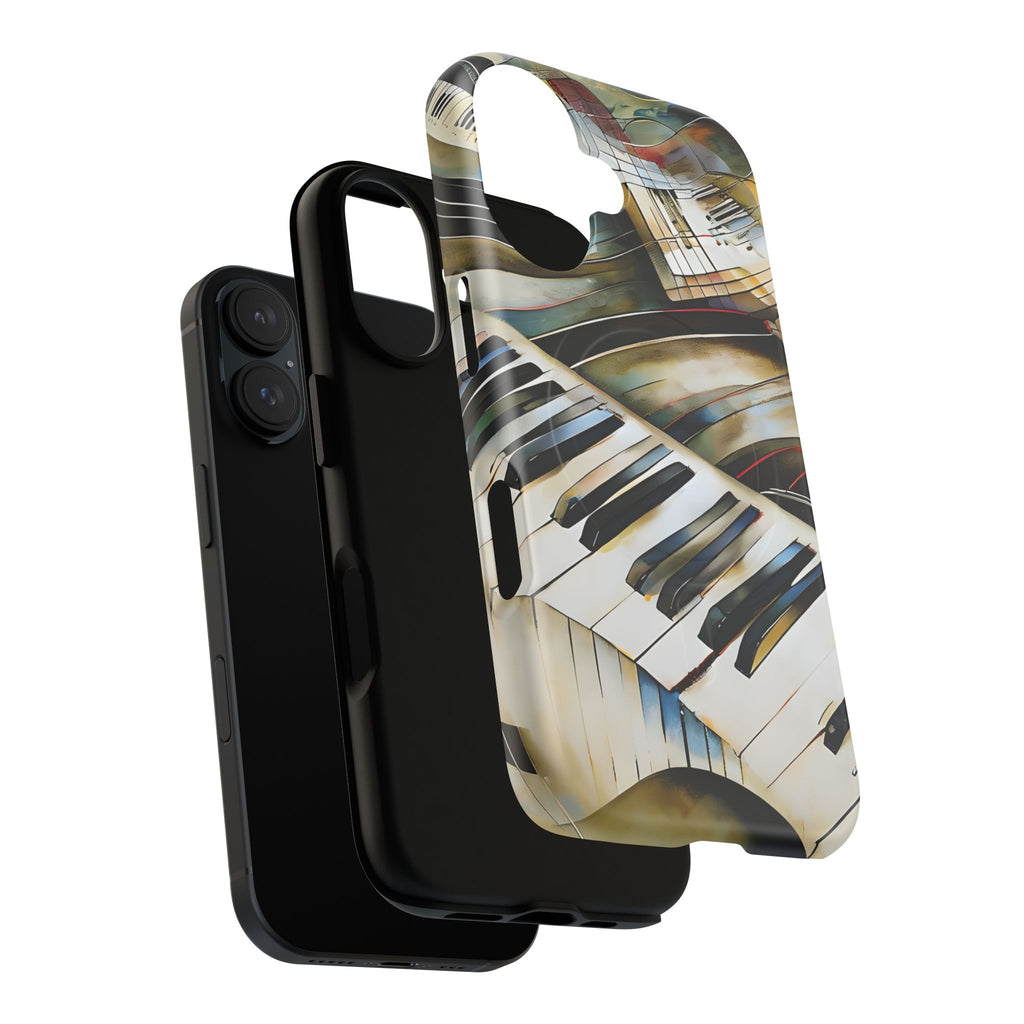 Ivory Cascade Abstract Keyboard Music iPhone 16 MagSafe Case