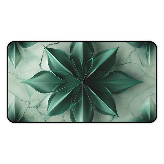Emerald Bloom desk mat featuring vibrant green floral bloom design