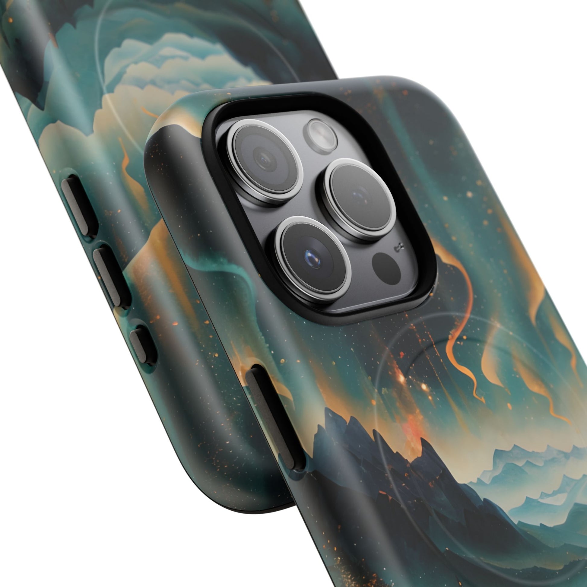 Aurora Dreamscape iPhone 15 Pro Case – Northern Lights Art, MagSafe Compatible, Tough Shockproof Cover