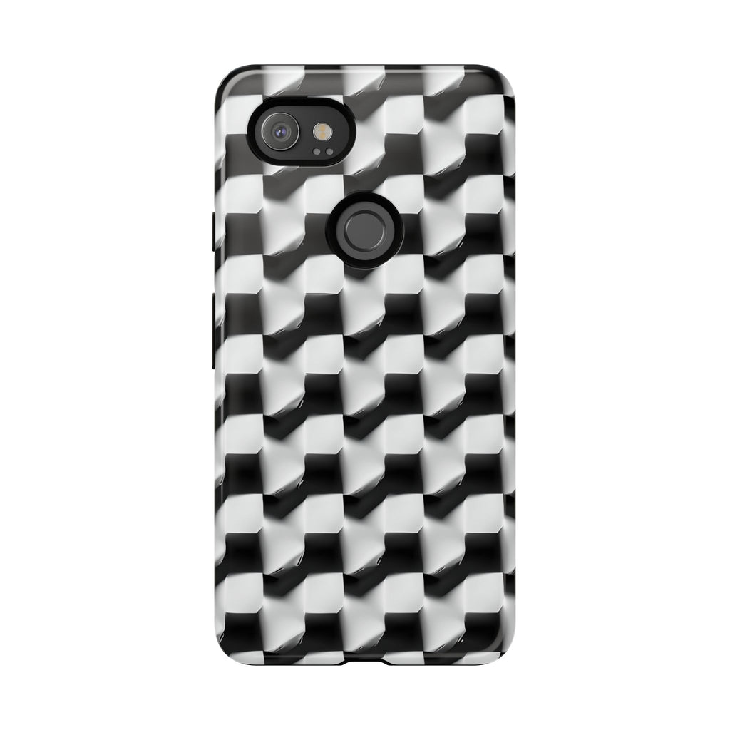 Monochrome Grid Tough Case for Google Pixel 2XL - Classic Checkerboard, Black & White, Minimalist Trend