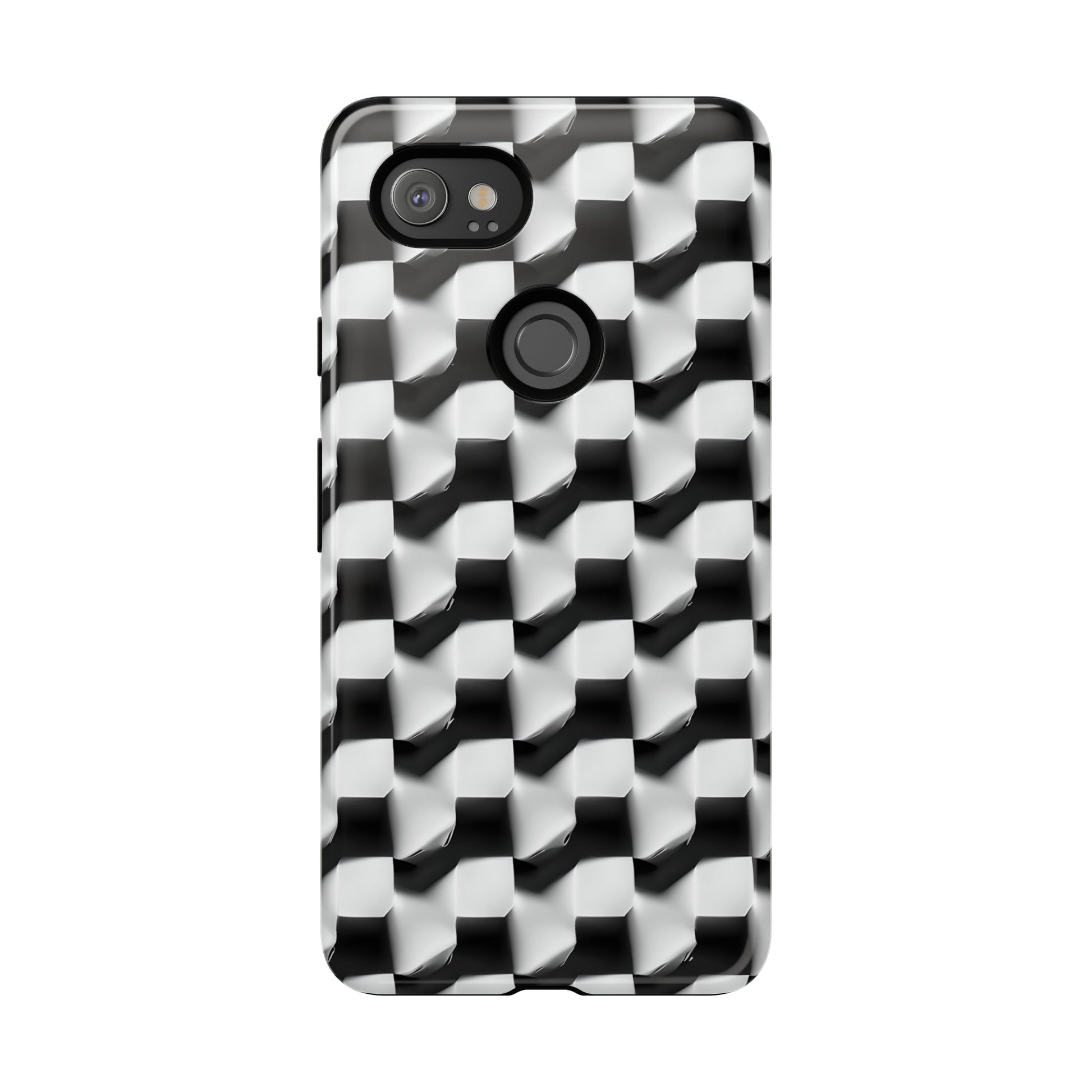 Monochrome Grid Tough Case for Google Pixel 2XL - Classic Checkerboard, Black & White, Minimalist Trend