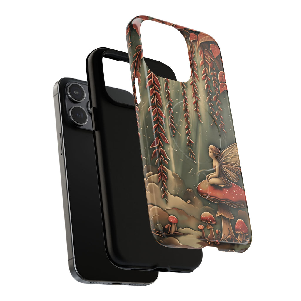 Willow Whisper - Tranquil Nature Art iPhone 15 Pro Max MagSafe Phone Case - Serene Willow Tree & Meditative Figure Design