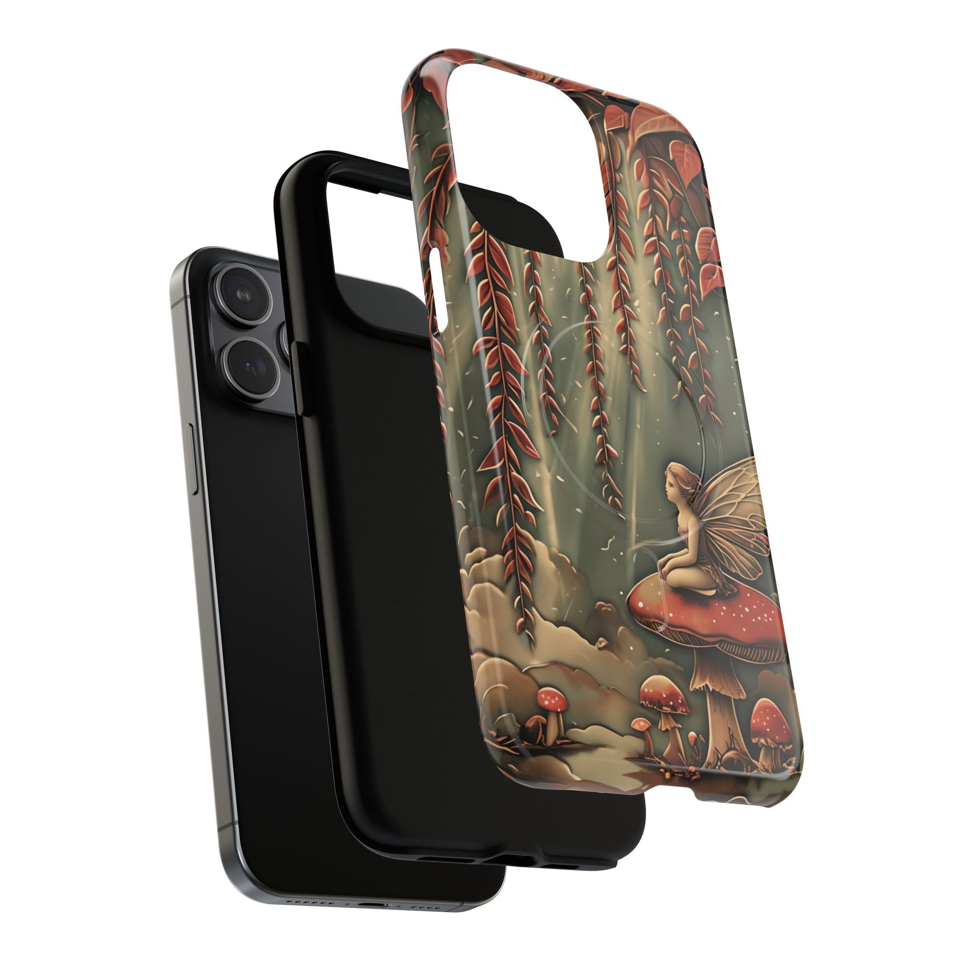 Willow Whisper - Tranquil Nature Art iPhone 15 Pro Max MagSafe Phone Case - Serene Willow Tree & Meditative Figure Design