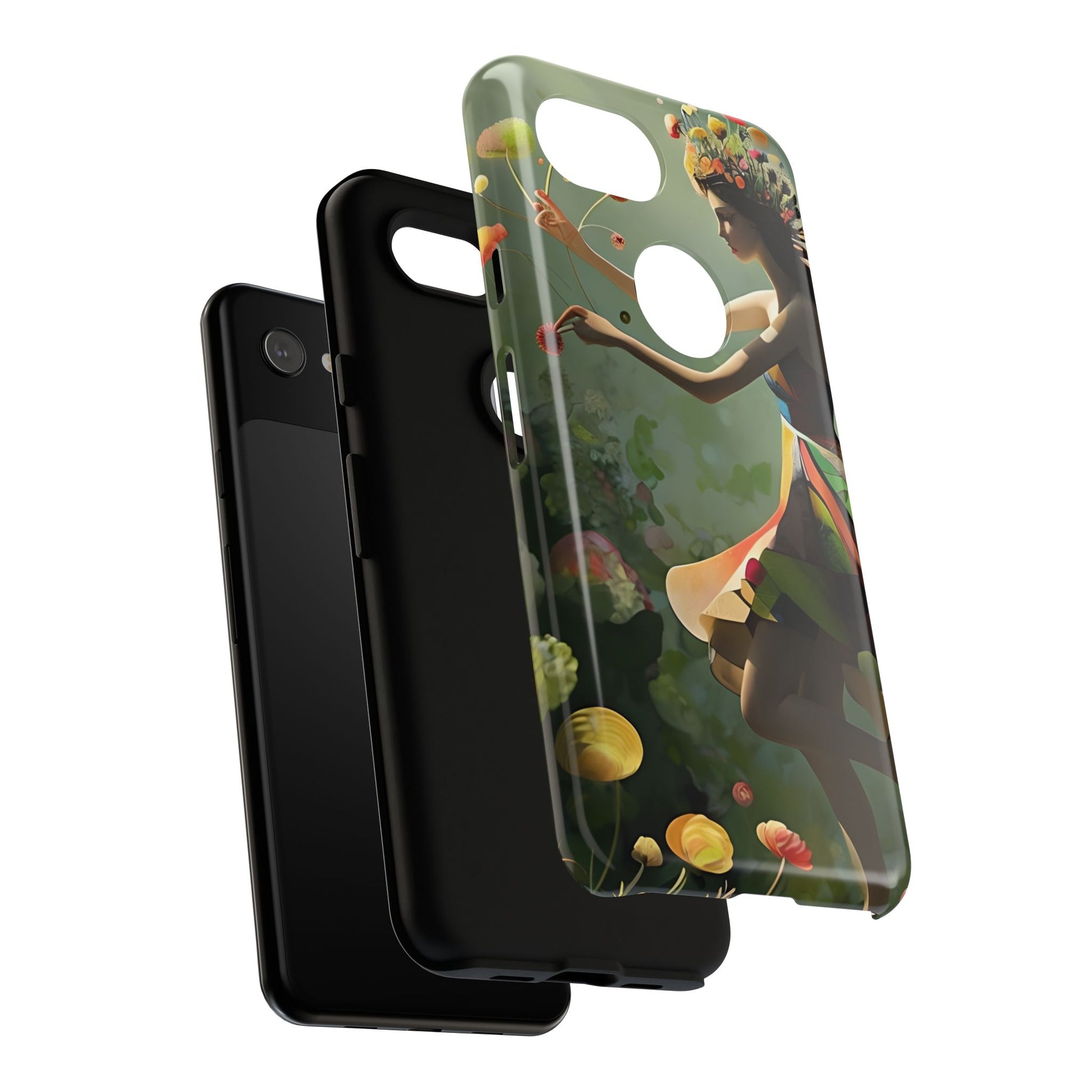 Dancing Wildflower Muse Google Pixel 3a Tough Case - Artistic Floral Fantasy Cover - Whimsical Nature-Inspired Protective Accessory