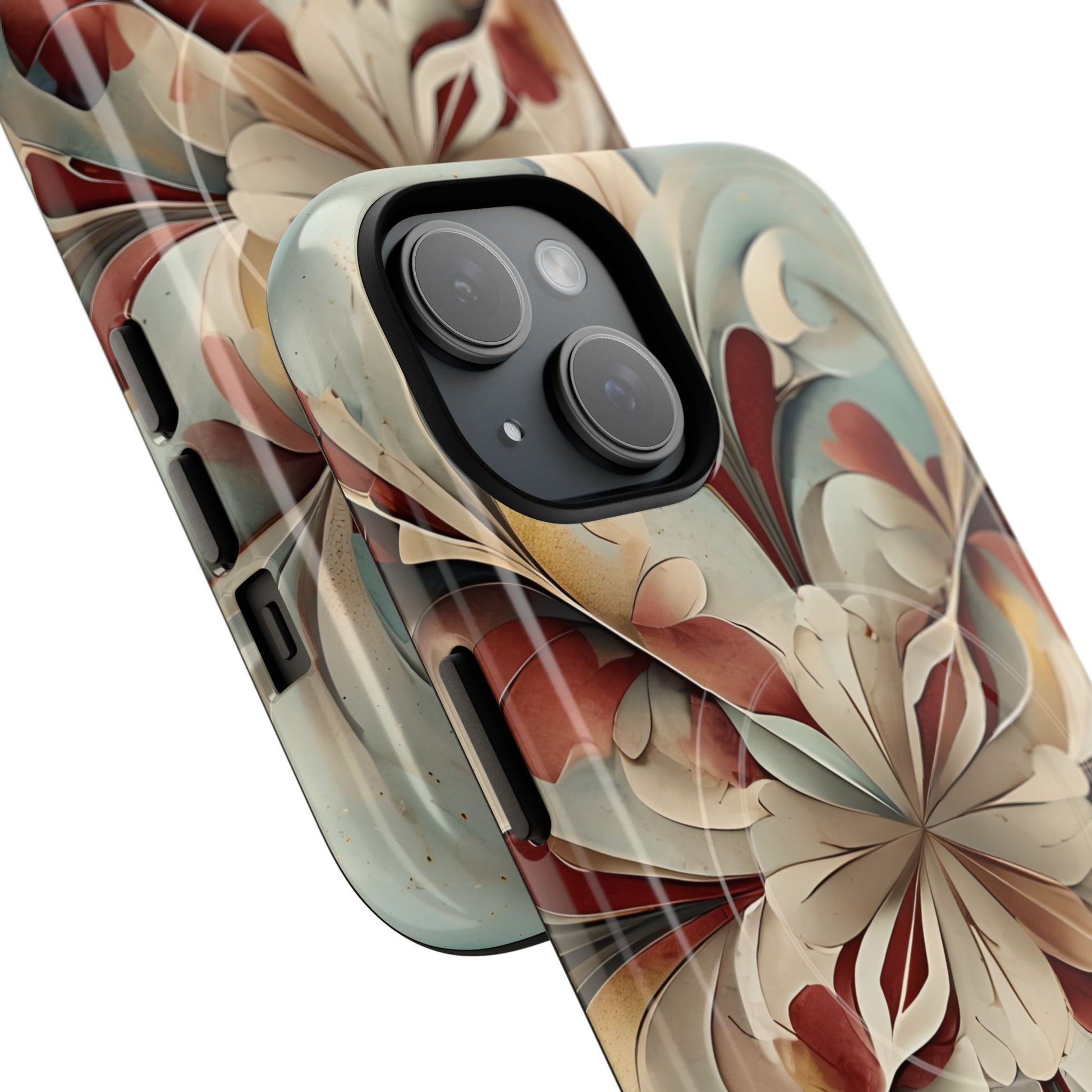 Vintage Baroque Blossom - Ornate Floral Art iPhone 15 MagSafe Phone Case - Elegant Baroque-Inspired Design