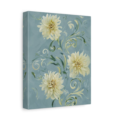 Golden Dahlia Trio - Vertical Botanical Wall Art with Elegant Warm Tones