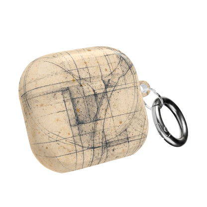 Architectural Parchment Blueprint AirPods Case - Minimalist Technical Sketch Design for Gen 1–4 & Pro